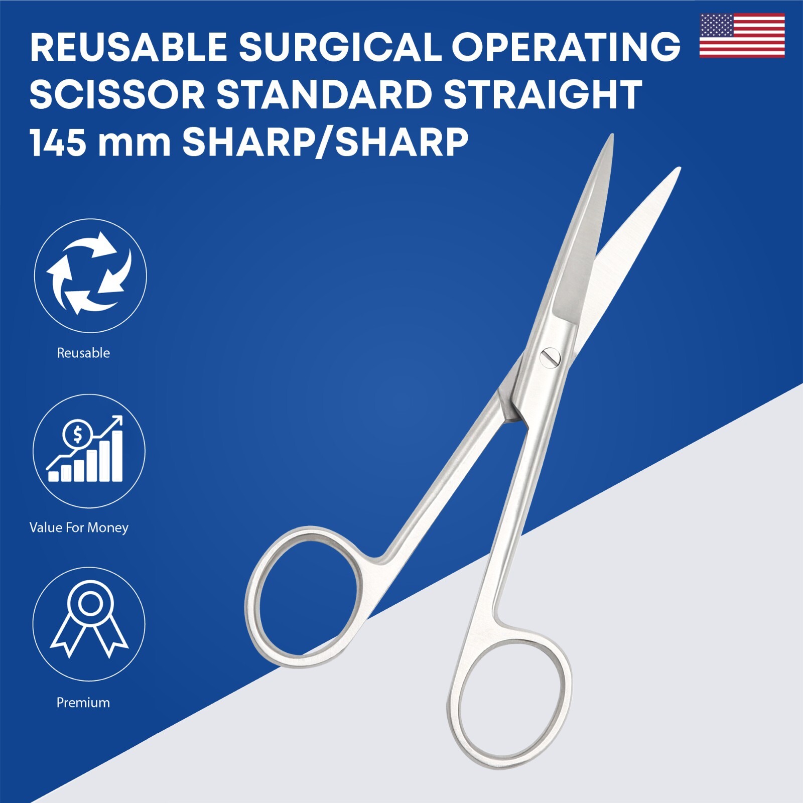 Surgical Operating Scissor Standard Straight 145mm Sharp/Sharp Surgical Tools