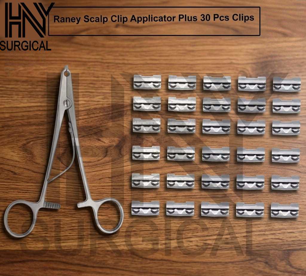 Raney Scalp Clip Applicator Plus 30 Pcs Clip Surgical Instruments Set Premium