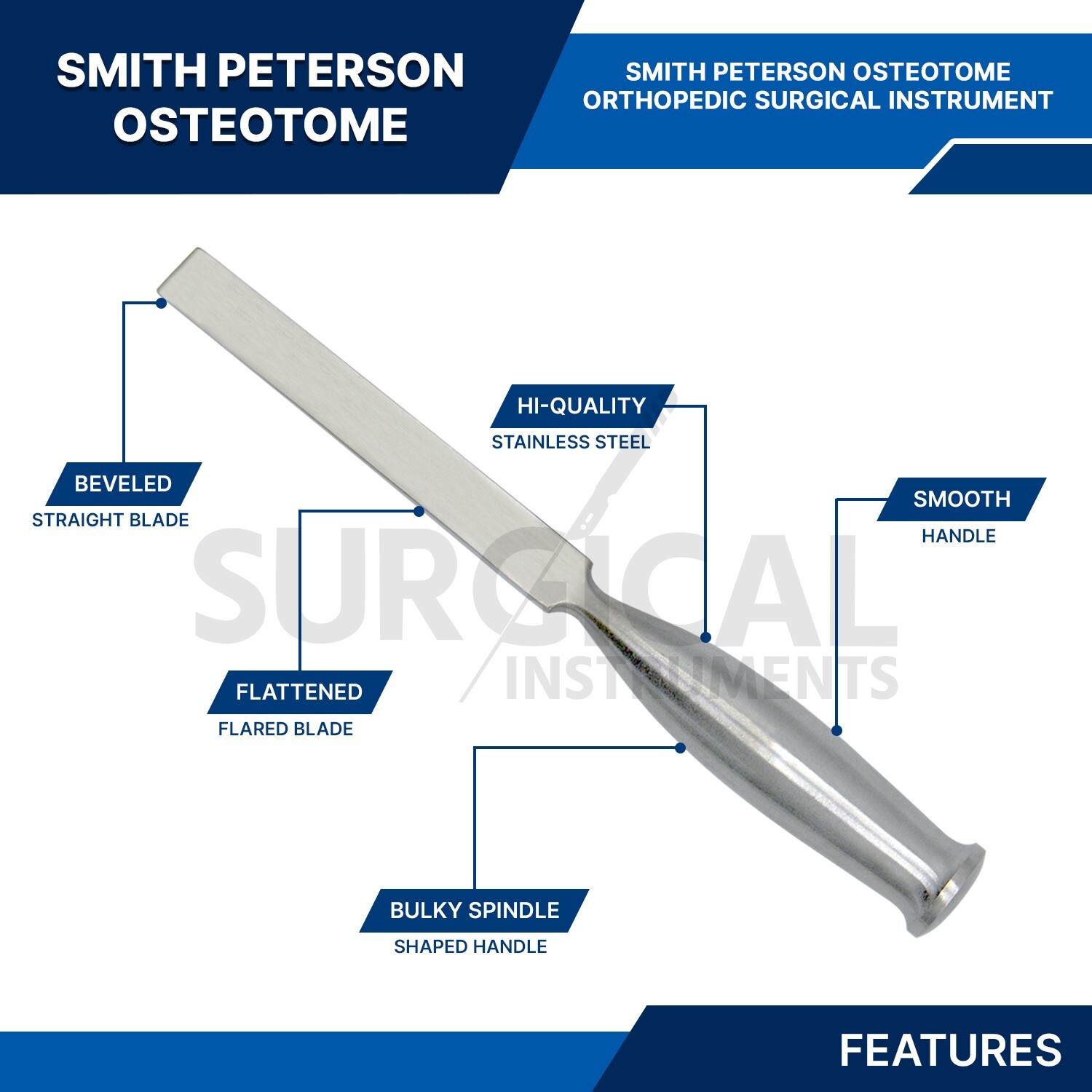 Smith Petersen Osteotome size 1/2″ ( 1.3 cm) Orthopedic Surgical German Grade