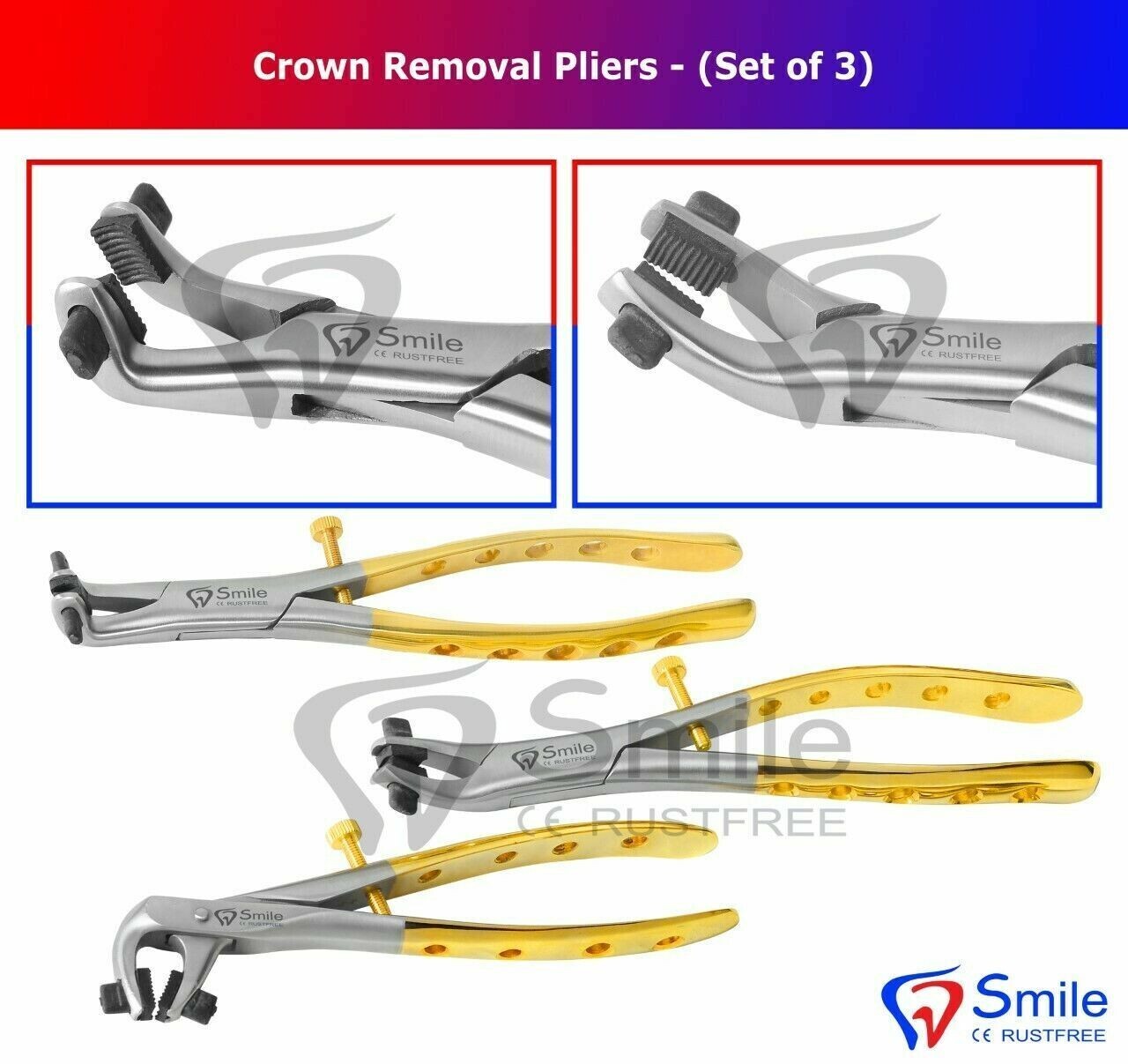 3 Pcs Crown Removal Pliers Temporary Pliers With Silicone Jaws FDA Quality Appro