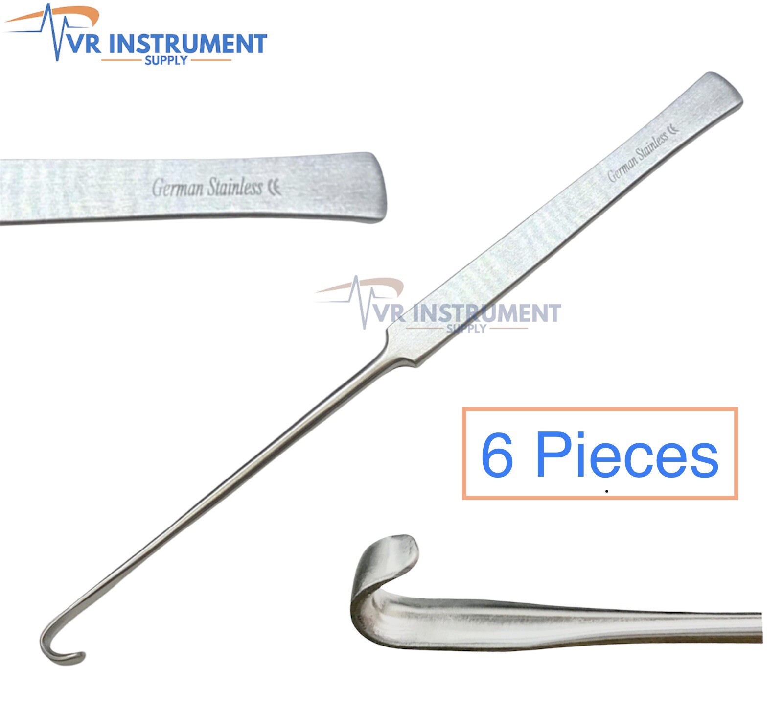 Spay Snook Hook 8″ Veterinary Surgical Instruments German Stainless Steel 6 Pcs