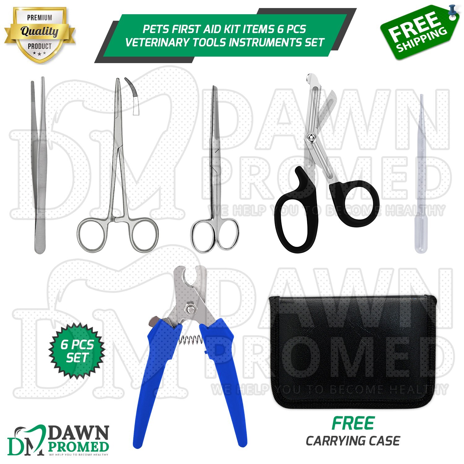 Pets First Aid Kit Items 6 Pcs Veterinary Tools Instruments Set German Grade