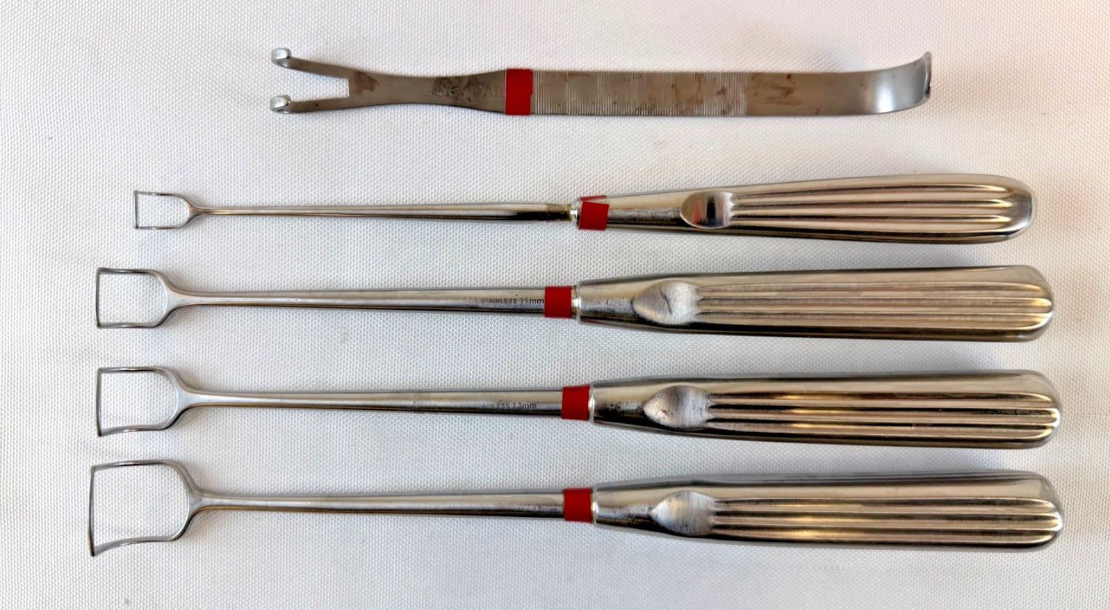 Set of 5 Aesculap OM471 17mm 13mm 11mm 8mm x 9″ Barnhill Adenoid Curettes ENT