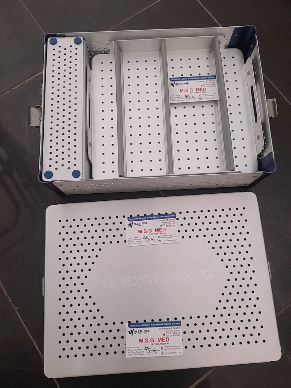 Professional Empty Instrument Tray Almunium Empty Surgical Orthopedic Spinal Box