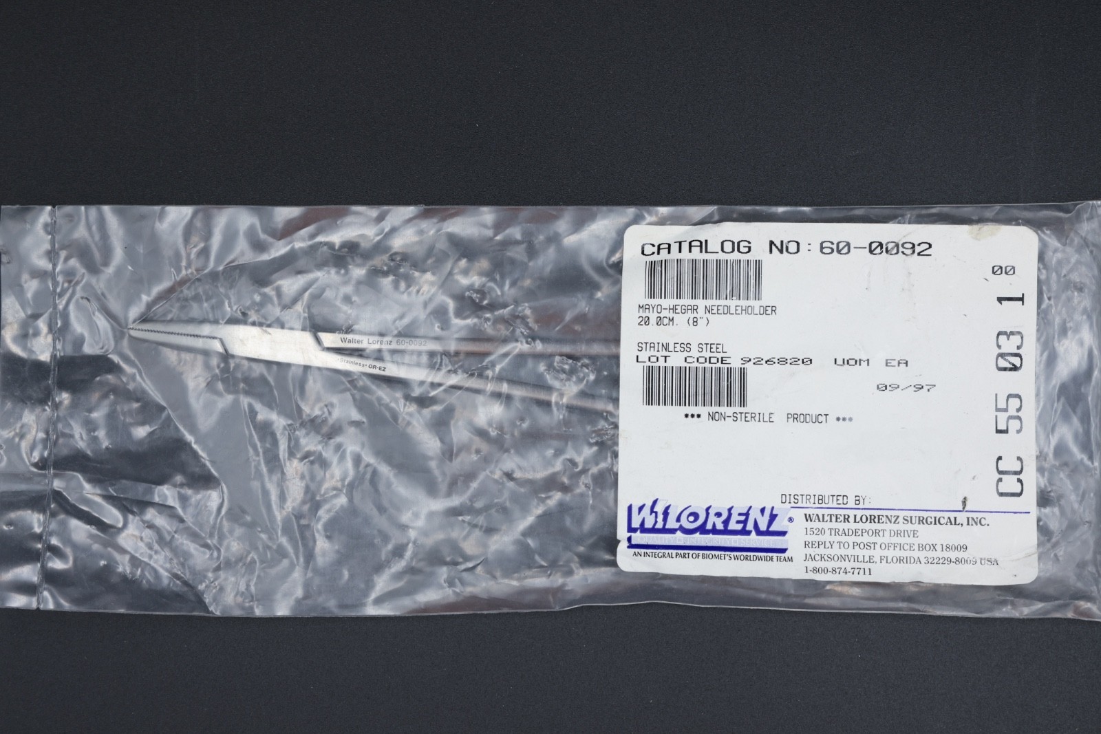 NEW W. Lorenz 60-0092 Mayo-Hegar Needle Holder 20cm 8″