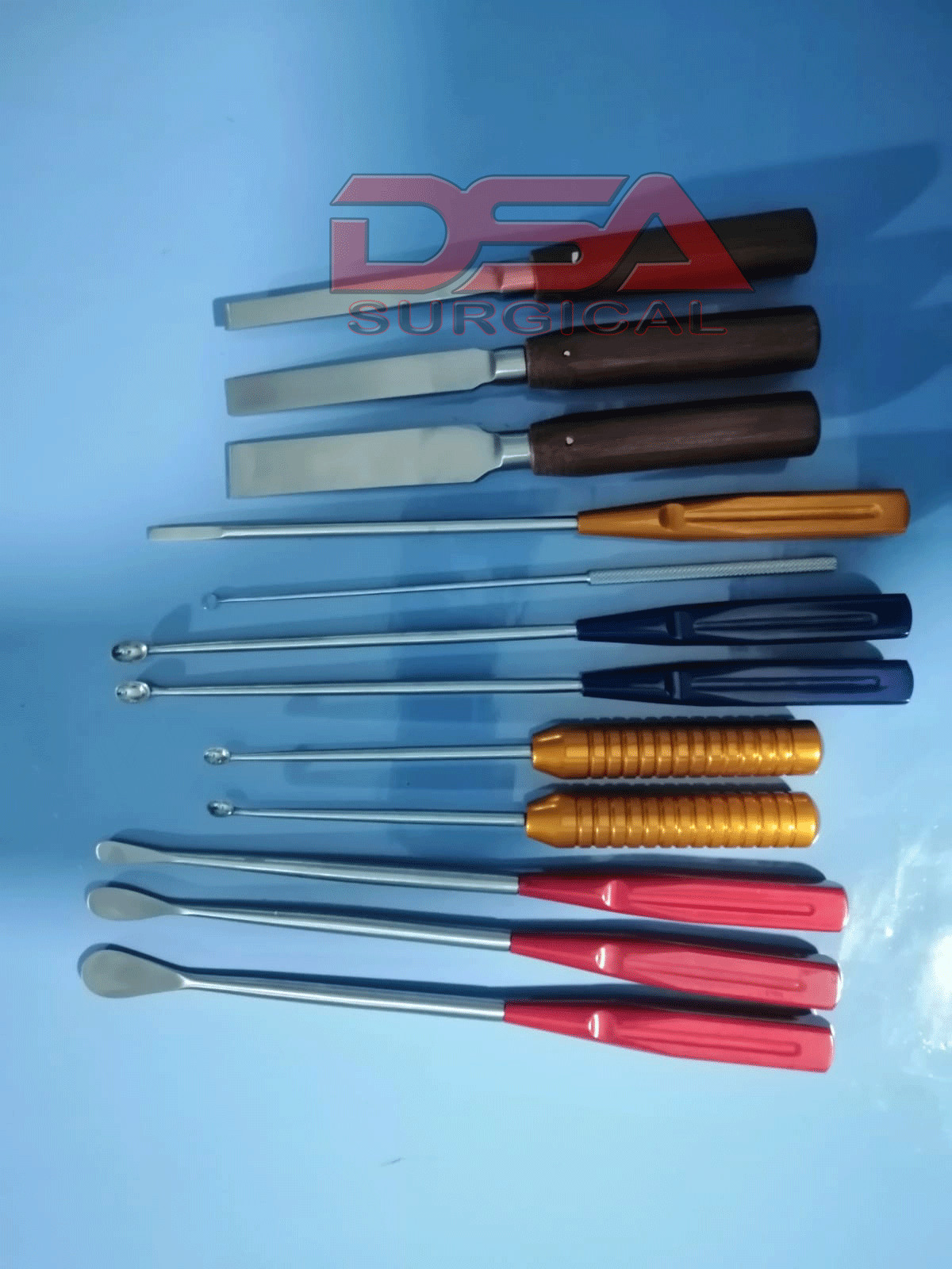 11Pcs Set Of Spoon Chisel,Ring scalar &Cobb Elevator Orthopedic Spine Instrument