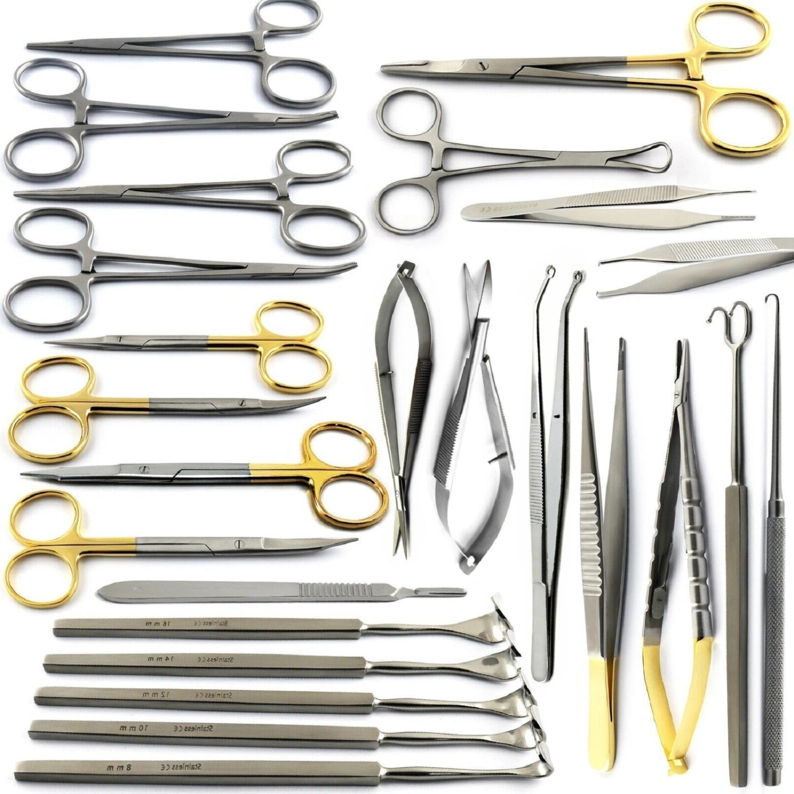 25-Pcs Blepharoplasty Instruments Kit Eyelid Retractors Micro Eye Surgery Set
