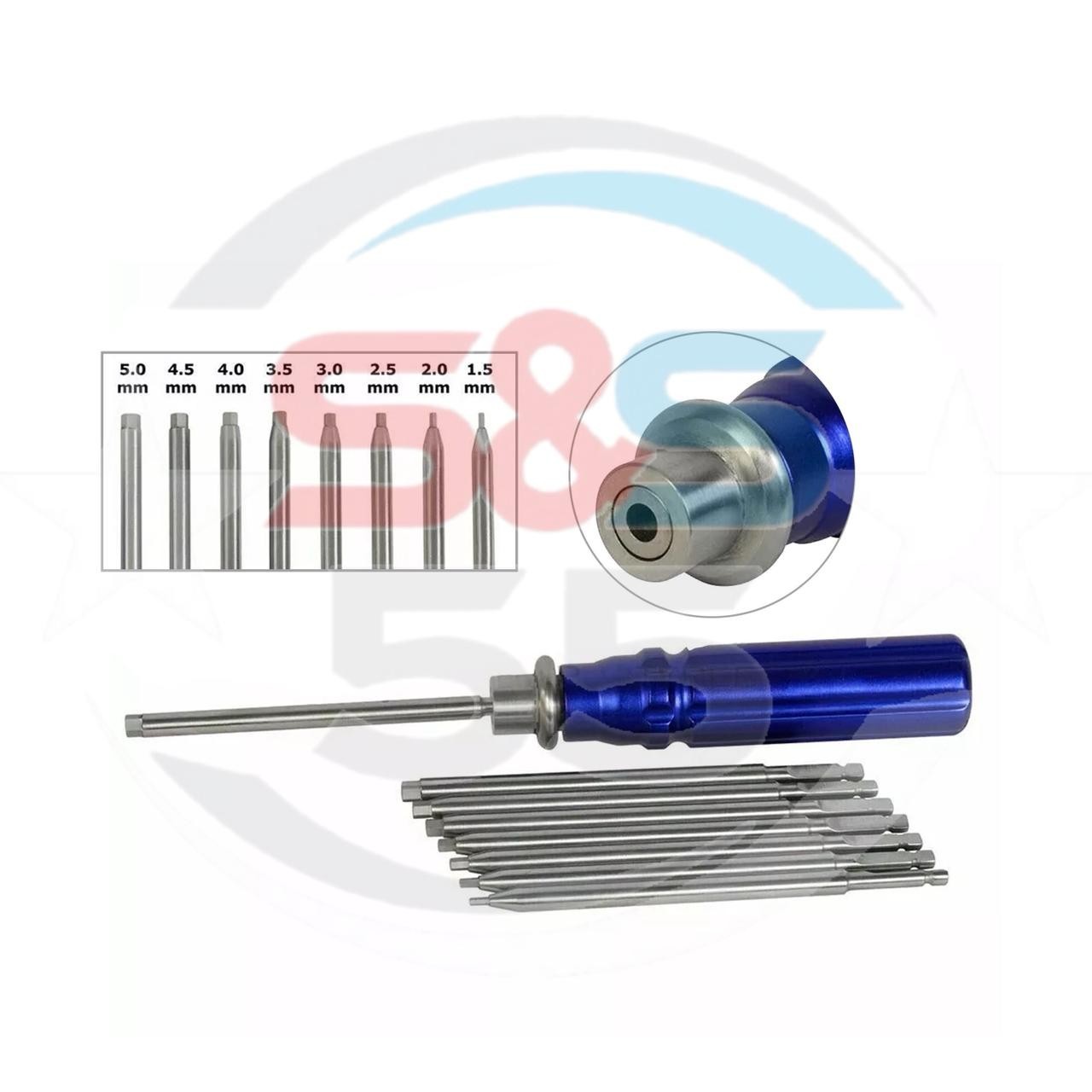 Orthopedic Bone Screwdriver Set With Quick Coupling Handle Surgical Instruments