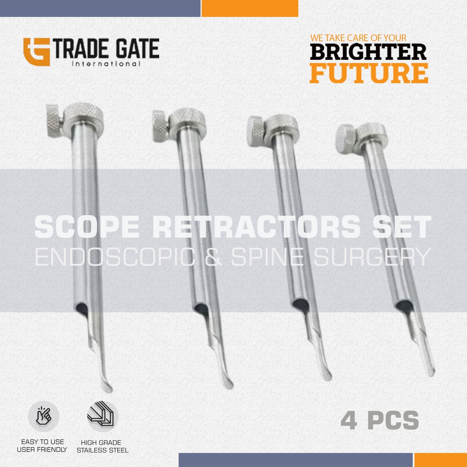 4 Pcs Scope Retractors Set Surgical Instruments for Endoscopic & Spine Surgery