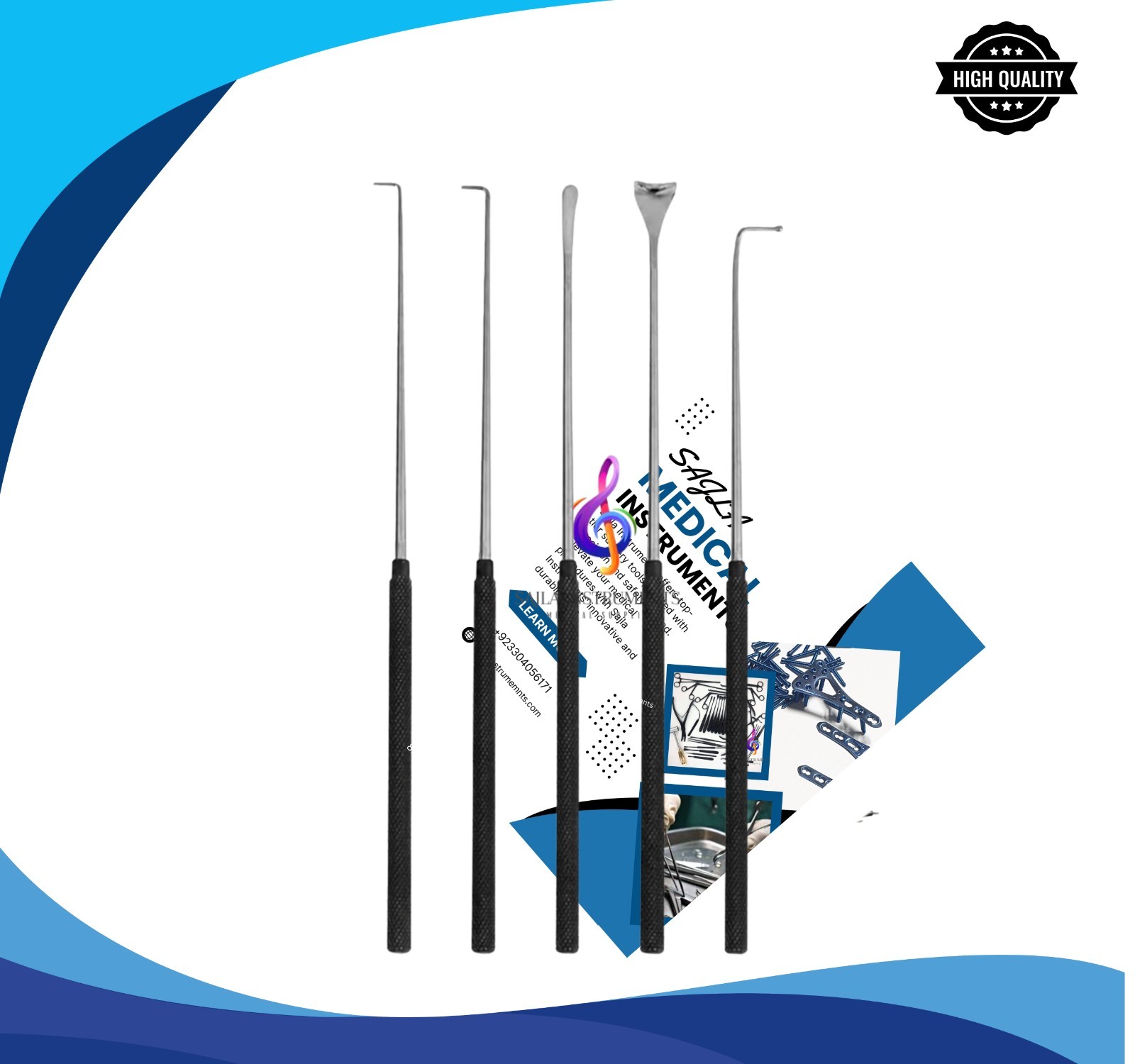 6 PCS Nerve Root Penfield Retractor & Dissector Spinal Orthopedic Instruments.