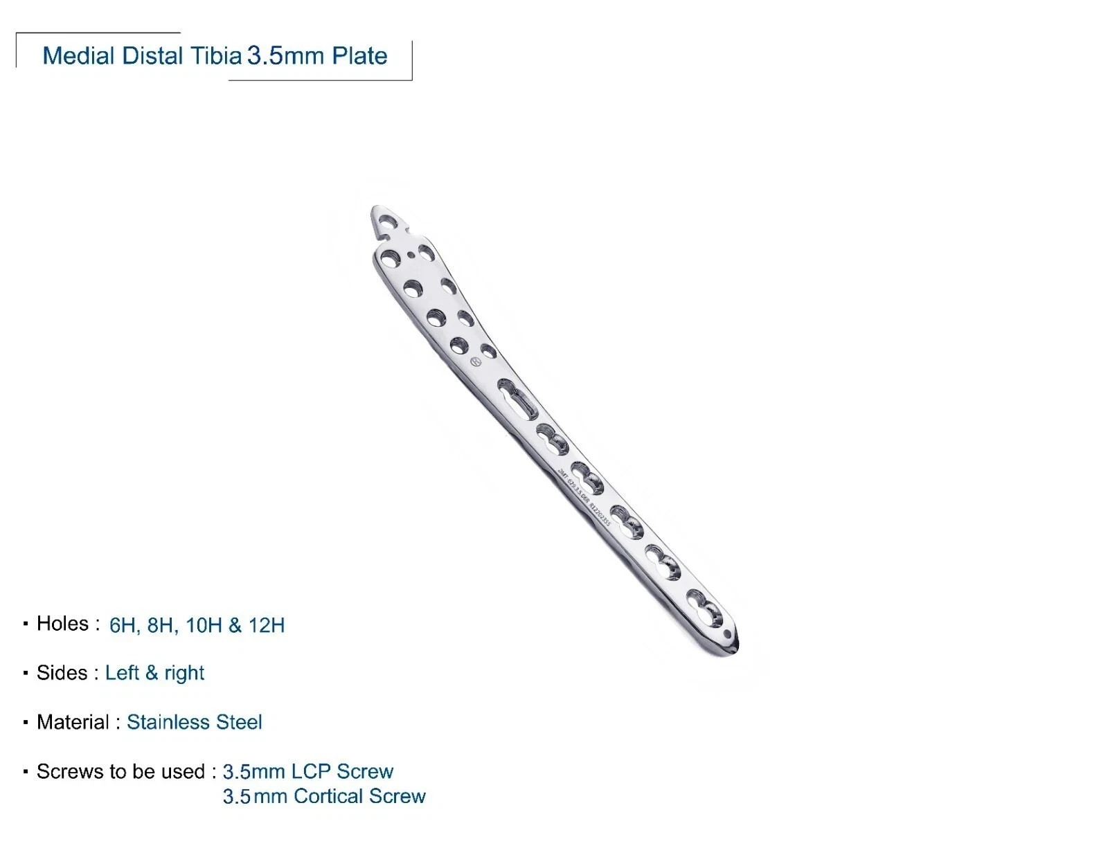 Veterinary Medial Distal Tibia Plates 3.5mm Set of 8pc(L4/R4) SS