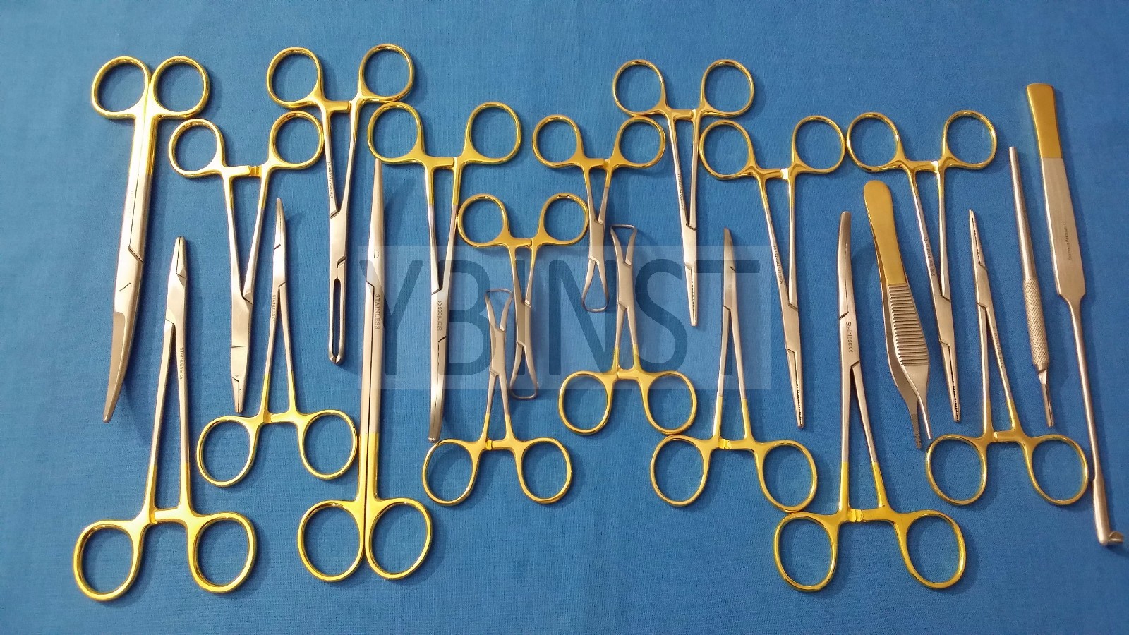 SET OF 20 PCS GOLD HANDLE T/C FELINE SPAY PACK SURGICAL INSTRUMENTS KIT