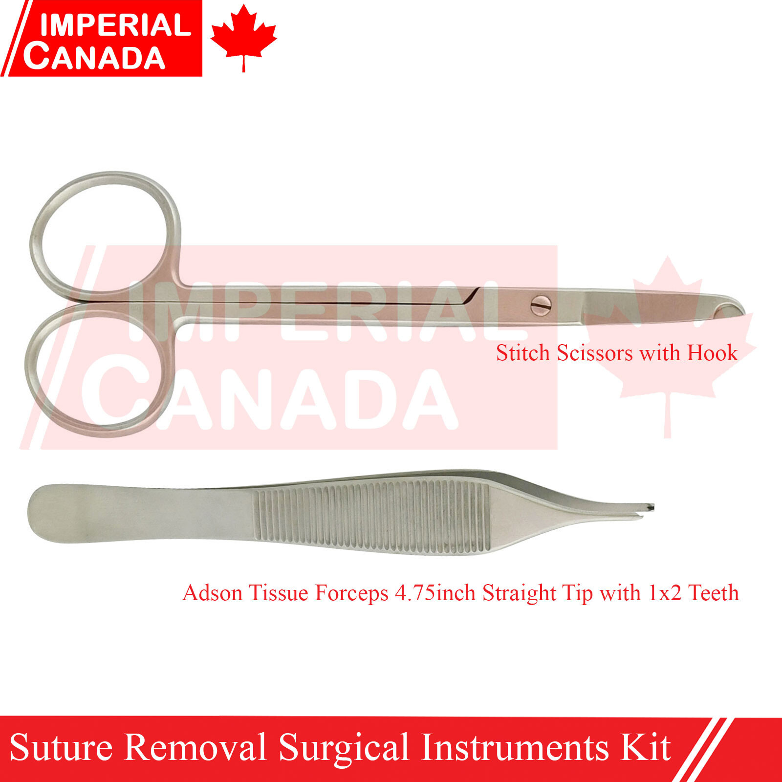 2 Pcs Suture Removal Surgical Instruments Kit Adson Forceps Stitch DS-1961