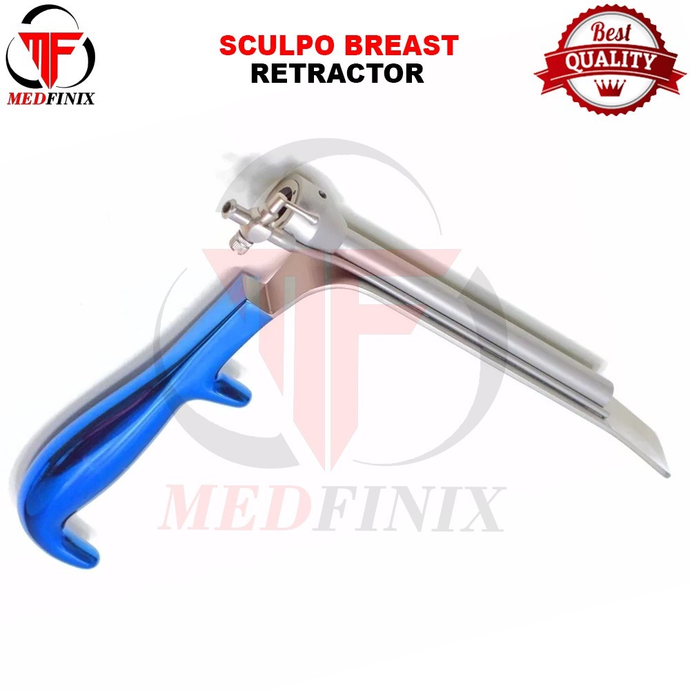 Sculpo Breast Retractors with Endoscopic Channel 180 X 25mm Titanium Blue Coated