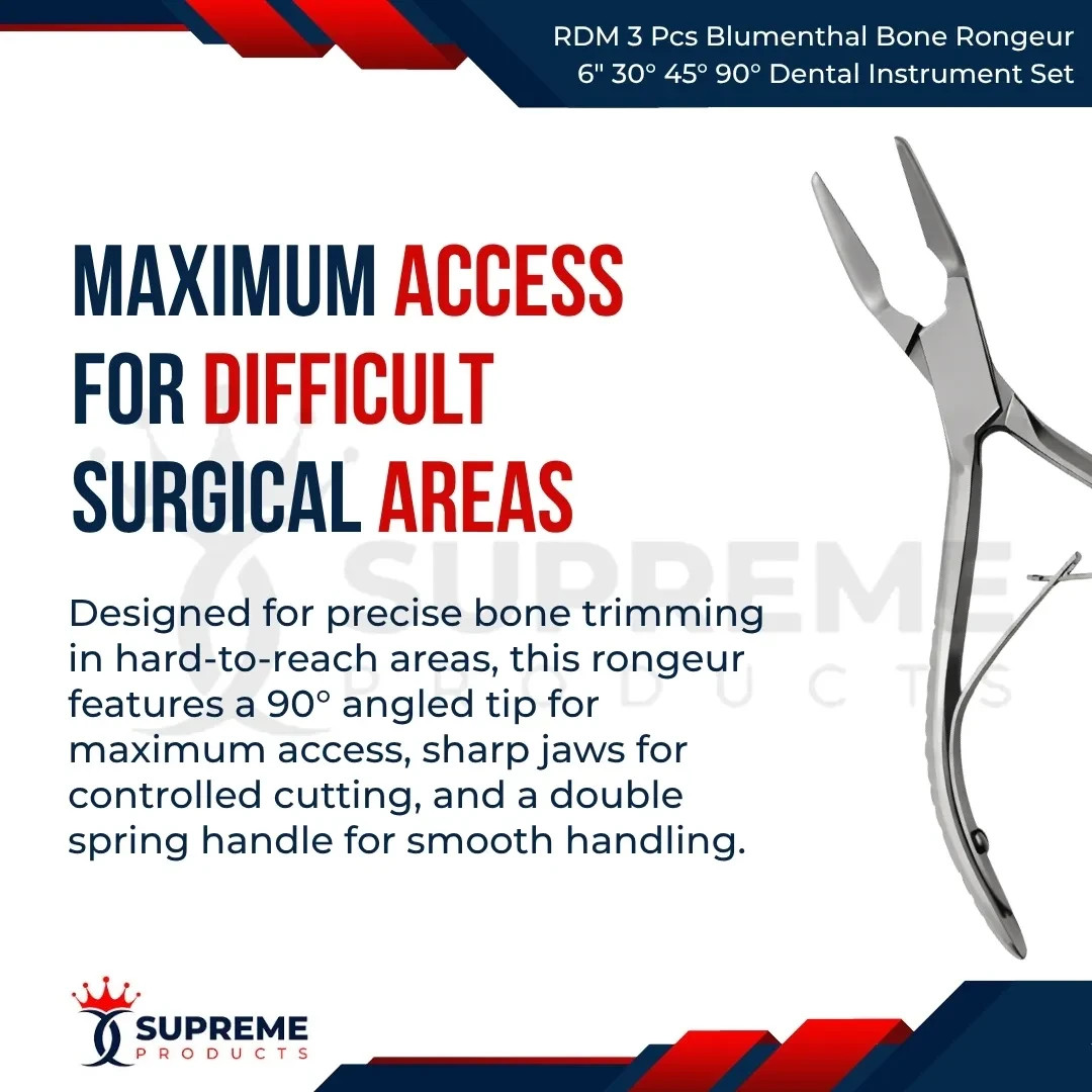 RDM 3 Pcs Blumenthal Bone Rongeur 6″ 30° 45° 90° Dental Instrument Set