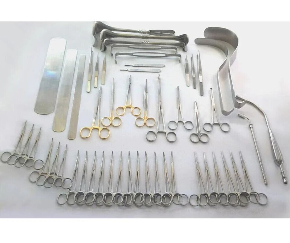 104 Pcs Surgery Set Medical Laparotomy Instruments Abdominal Gold Basic