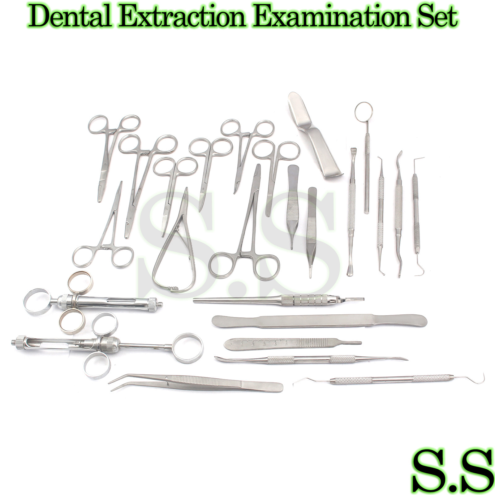 Dental Extraction Examination Surgical Instruments Set of 25 DS-1133