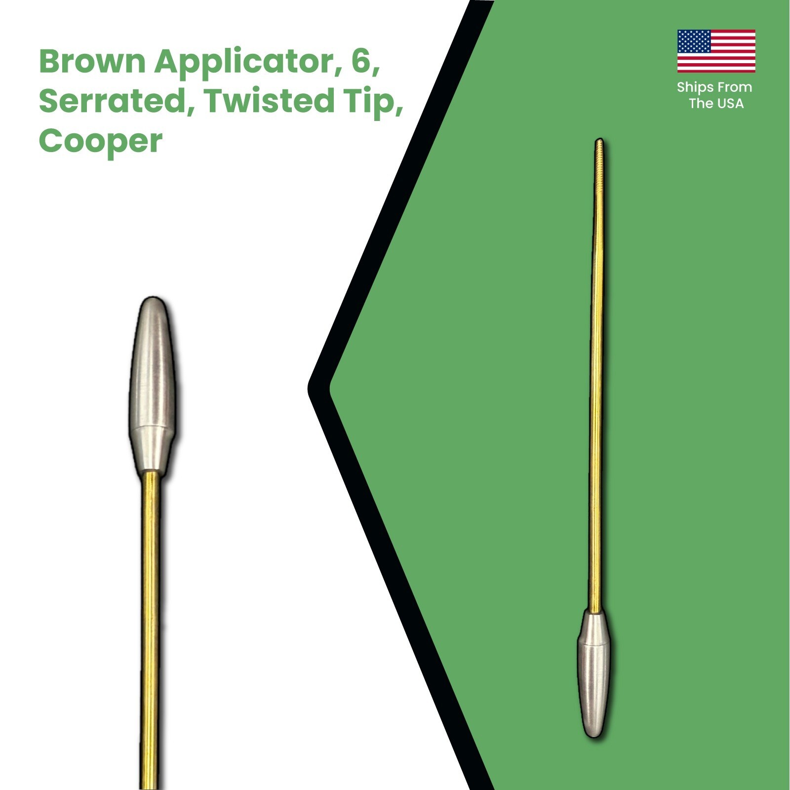 Brown Applicator, 6, Serrated, Twisted Tip, Cooper