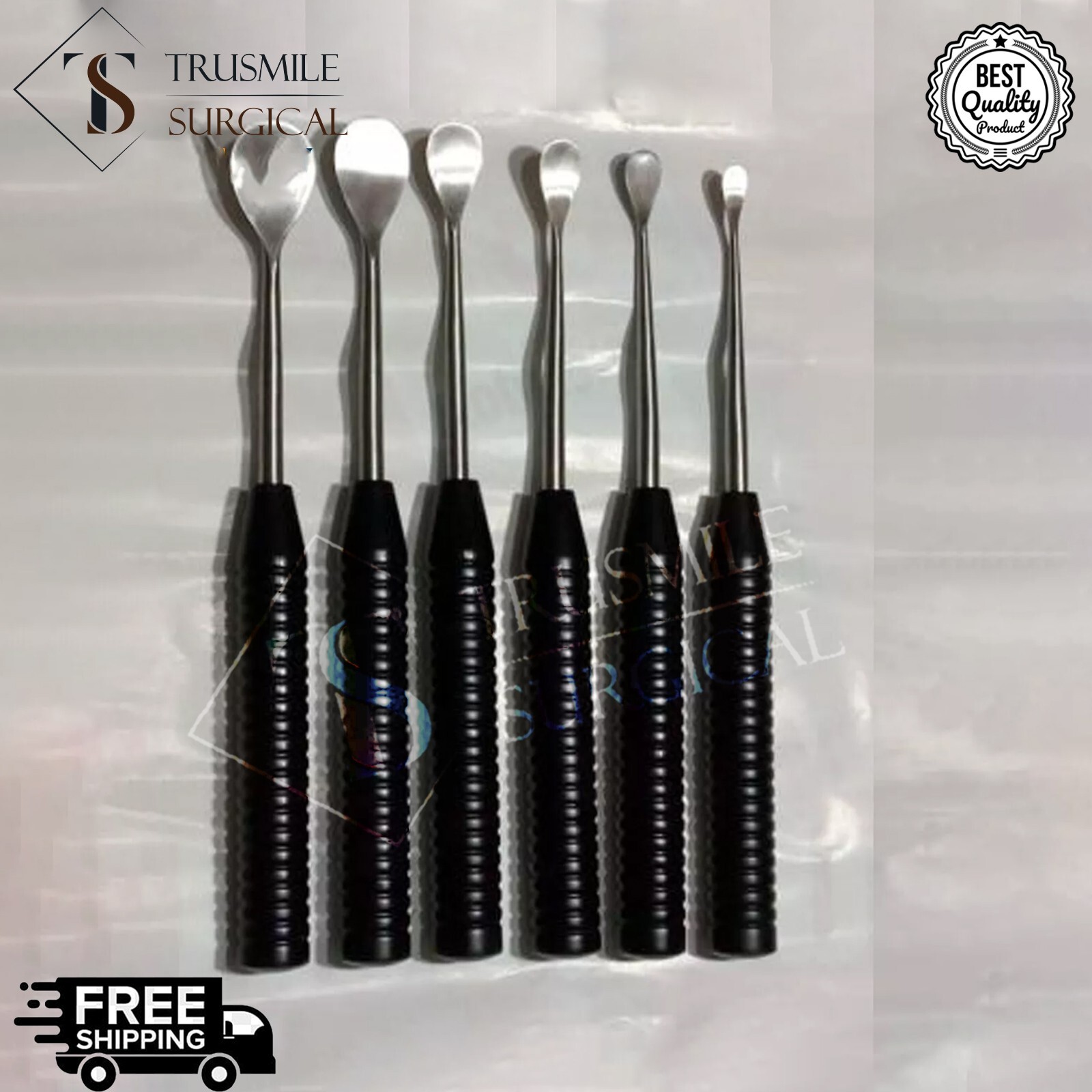 set of 6 pcs Cob Elevator Set Spine Surgical orthopedic instrument black color