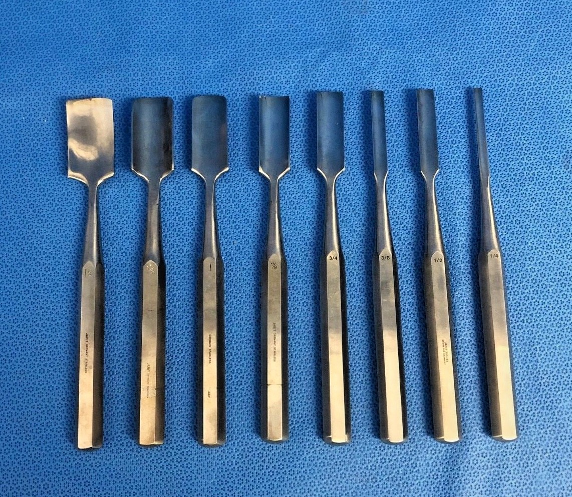 Jarit 8 Piece Hibbs Curved Gouge set, 3/4″ to 1 1/4″, 30 Day Warranty