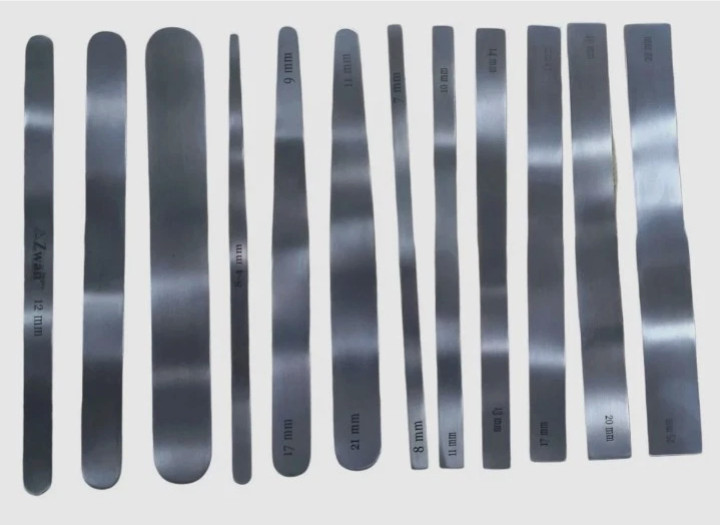 Brain trauma neurosurgery SS non-magnetic spatula malleable set of 12pcs