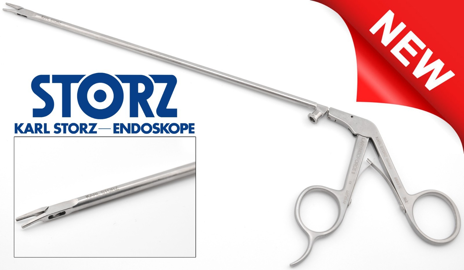 KARL STORZ 8665 R Steiner Laryngoforce II Clip Forceps, Jaws Curved Right 10″