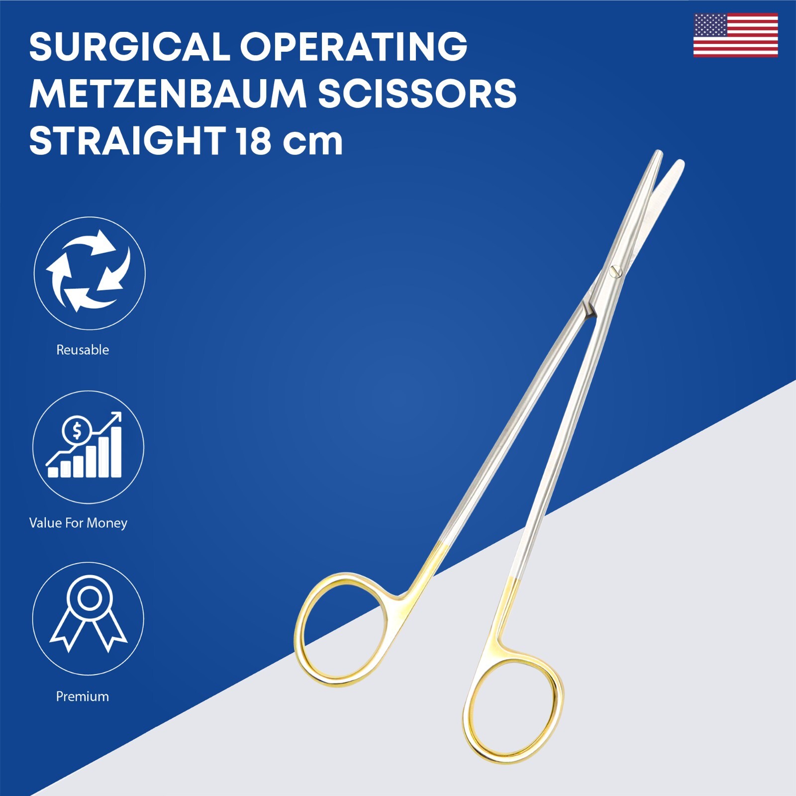 Surgical Operating Metzenbaum Scissor Straight 18 cm TC Premium Surgical Tools