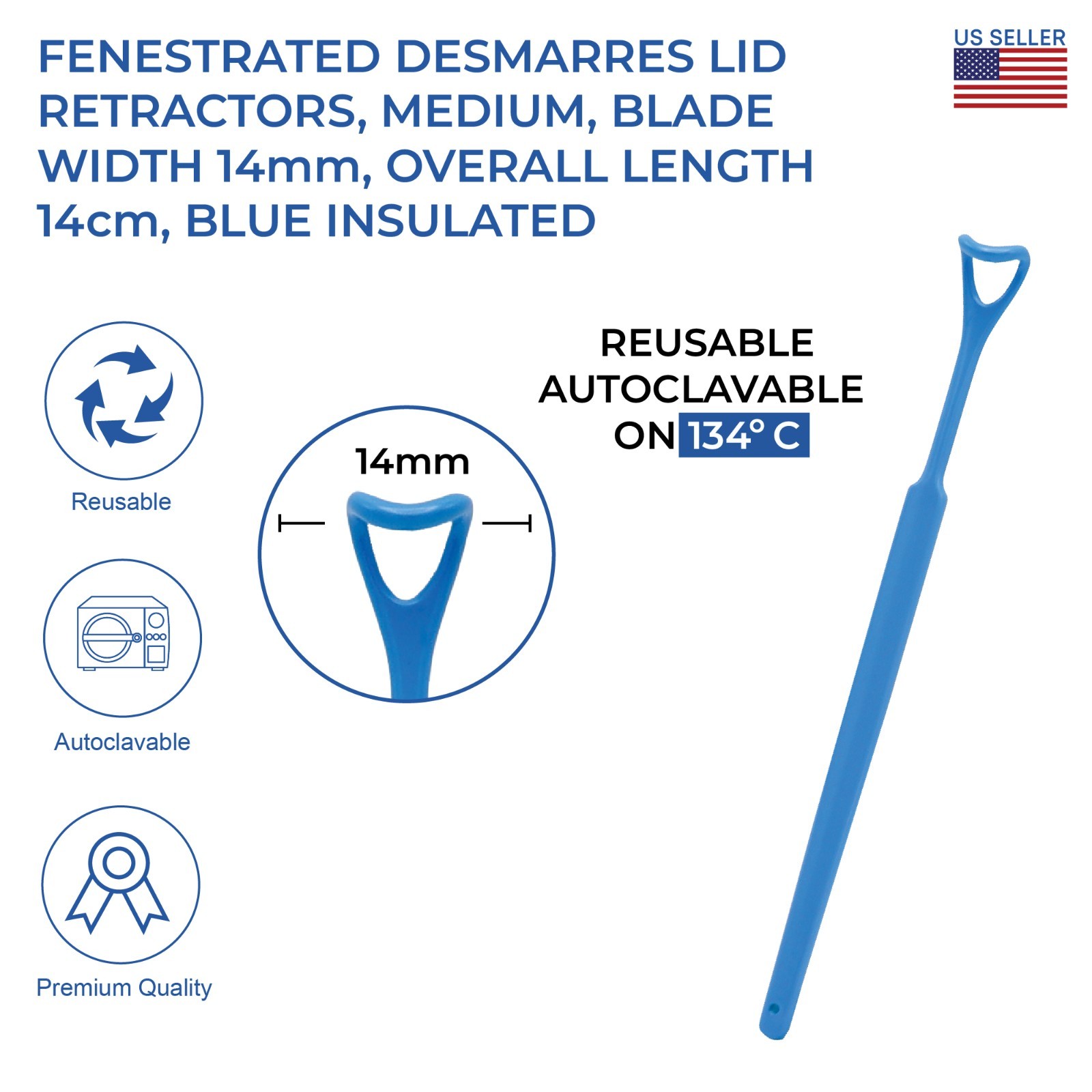 Insulated Fenestrated Desmarres Lid Retractors 5 1/8″ ophthalmic Instruments