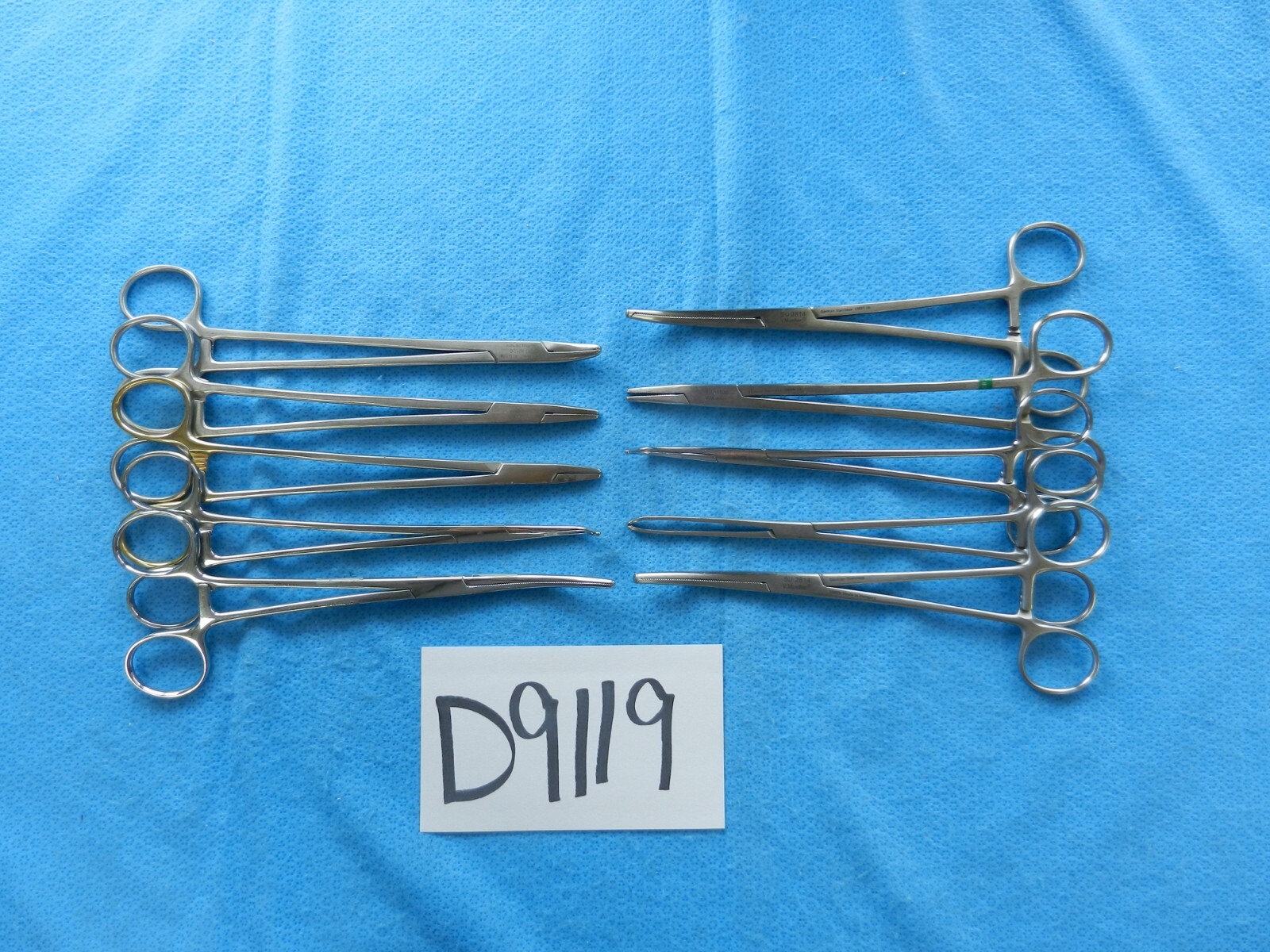 D9119 V. Mueller Aesculap Jarit Lot of 10 Straight/Curved Forceps Approx. 20cm