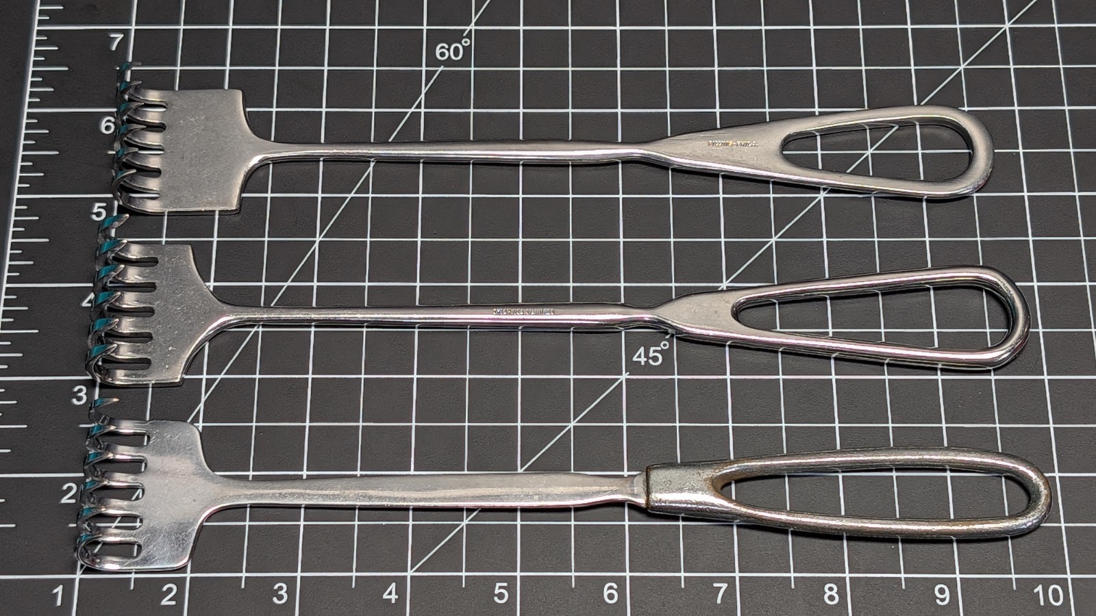3x Sklar Pilling Volkman Retractors 6-Prong Sharp, 8-3/4″, like jarit 200-273
