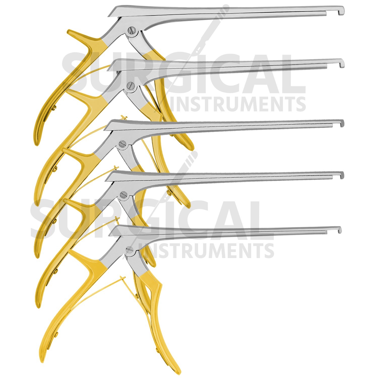 5 Pcs Kerrison Rongeurs 7″ 1, 2, 3, 4, 5mm 90 Degree Down Gold Handle German Gr