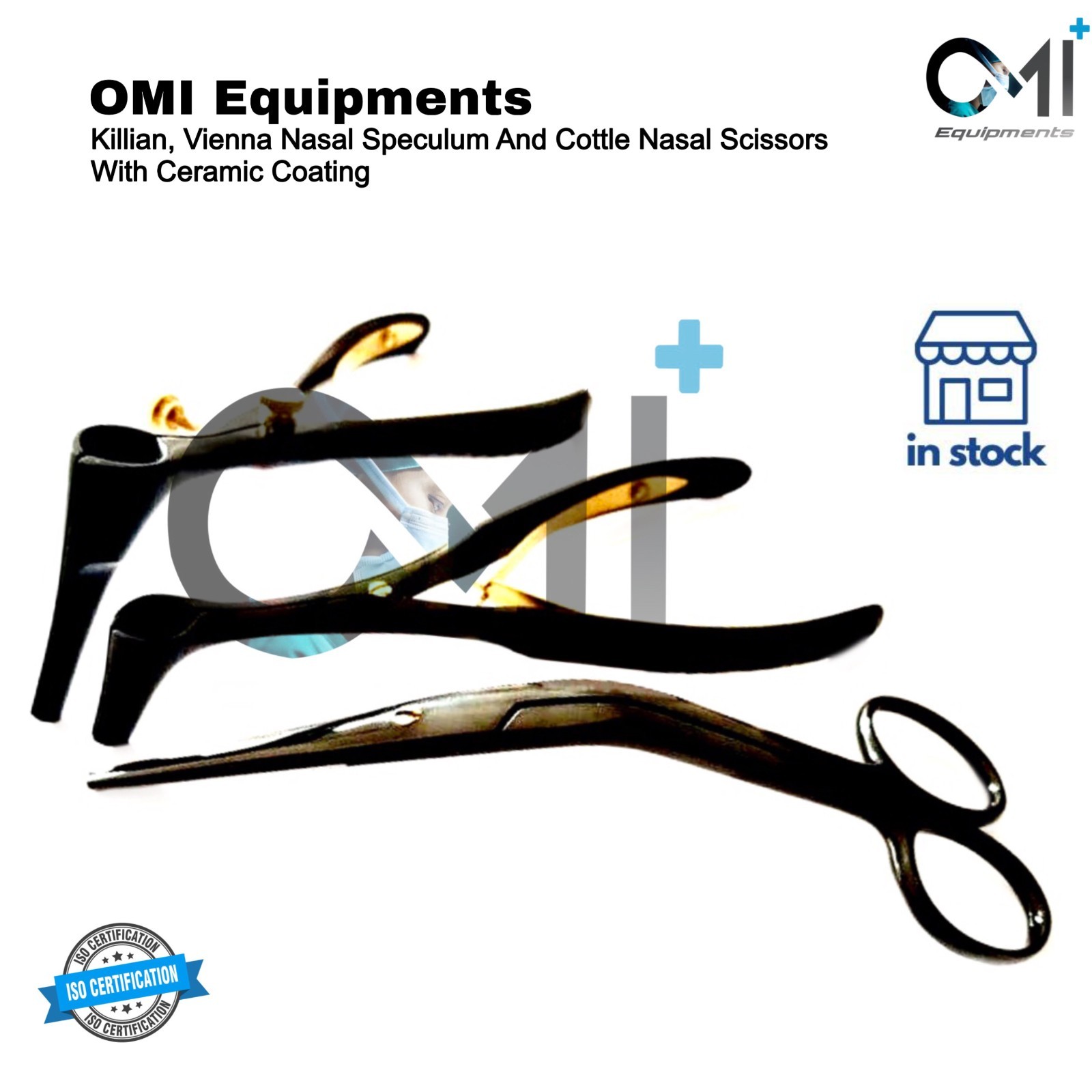 Killian, Vienna Nasal Speculum And Cottle Nasal Scissors With Black Coating OMI