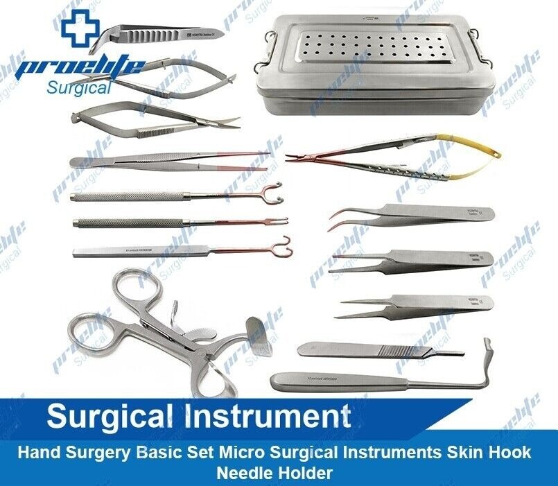 Hand Surgery Basic Set Micro Surgical Instruments Skin Hook Needle Holder