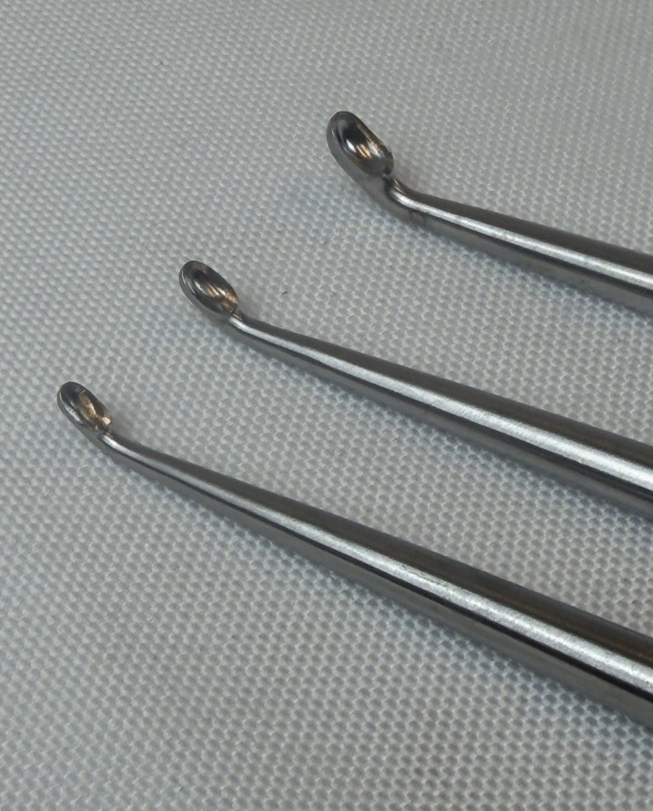 Set of 9 Millennium 9″ Brun Bone Curettes Reverse & Forward Angle Straight Neuro
