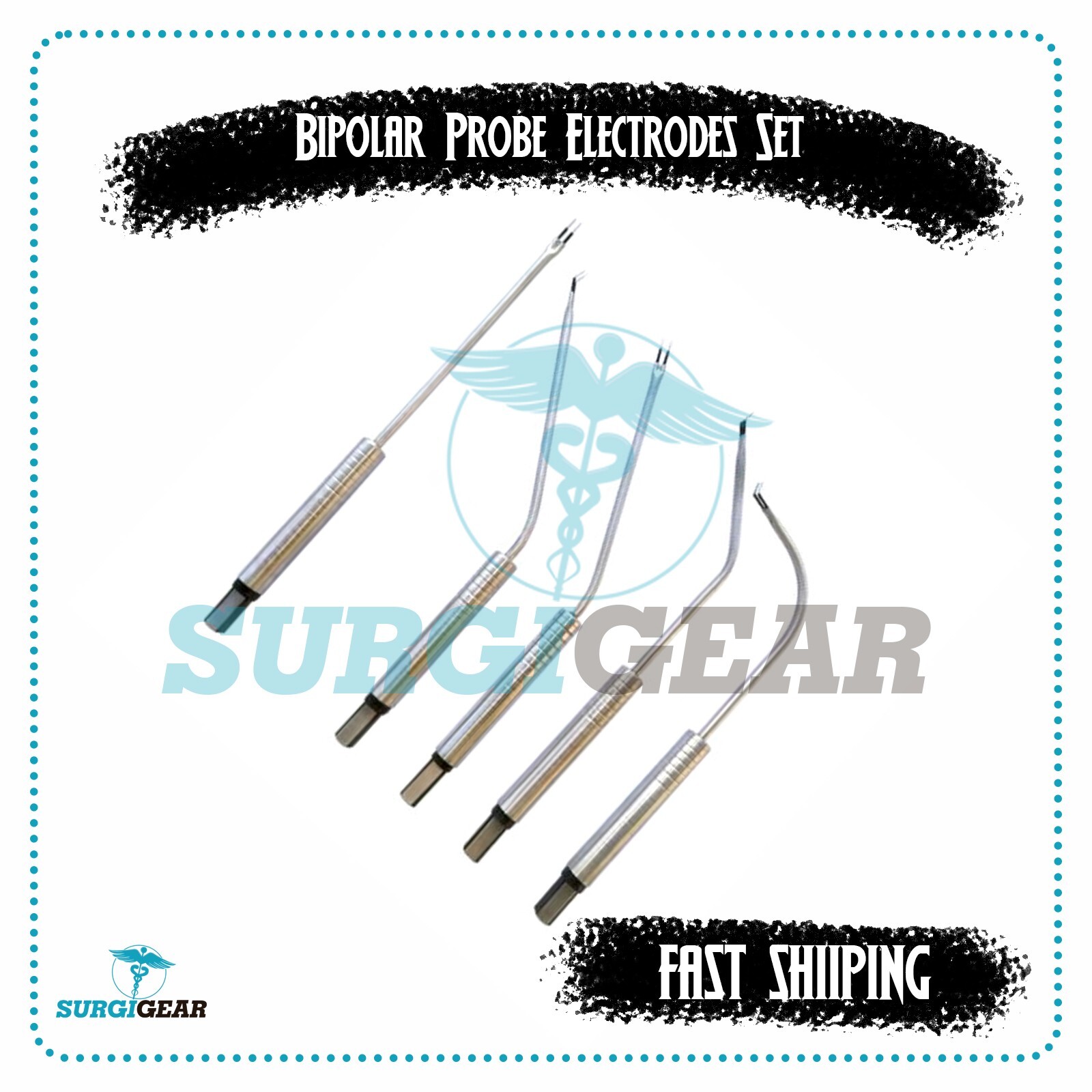 Bipolar Electrodes Set of 5 Pieces Soft Palate electrosurgical Instruments
