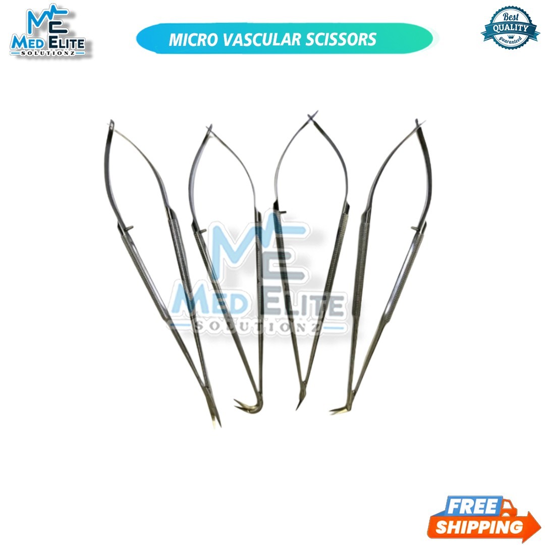 Set of 4 Konig Medline Jacobson Micro Vascular Scissors 7 Rhoton Curved Blades