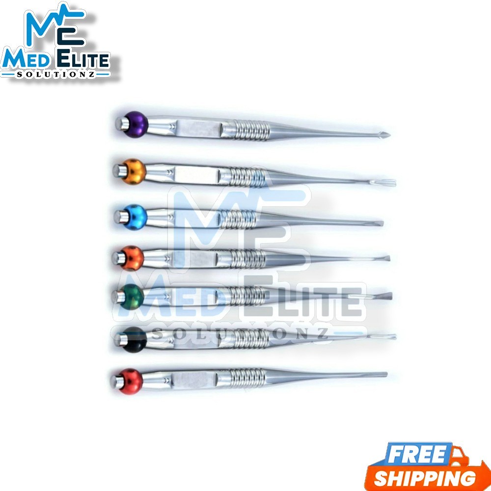 Luxating Elevators PDL Precise Tips Dental Surgical Veterinary 7 Pcs
