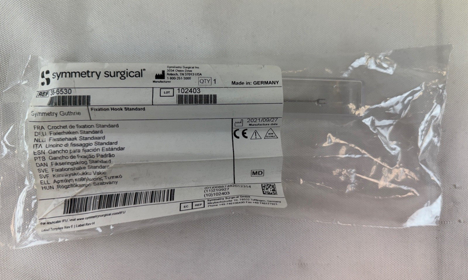 Symmetry Surgical SSI Ultra Codman 38-6530 Guthrie Standard Fixation Hook Neuro