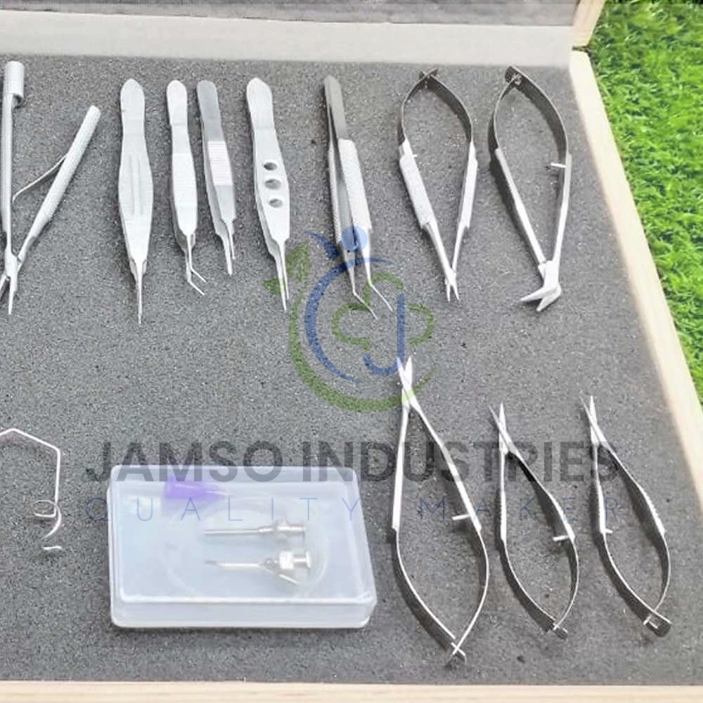 Cataract Surgery Phaco Eye Instruments Set of 21 Pcs Titanium Coated with Box