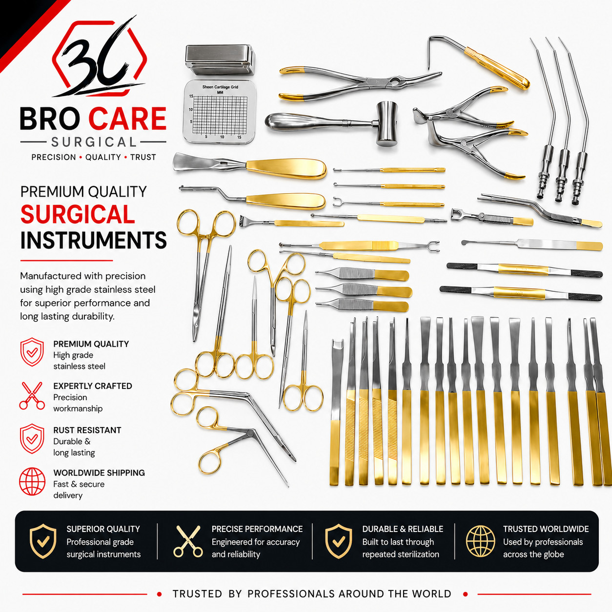 Rhinoplasty Instruments Set 50 PCS ENT Nose Surgery Tools Plastic Surgical Kit