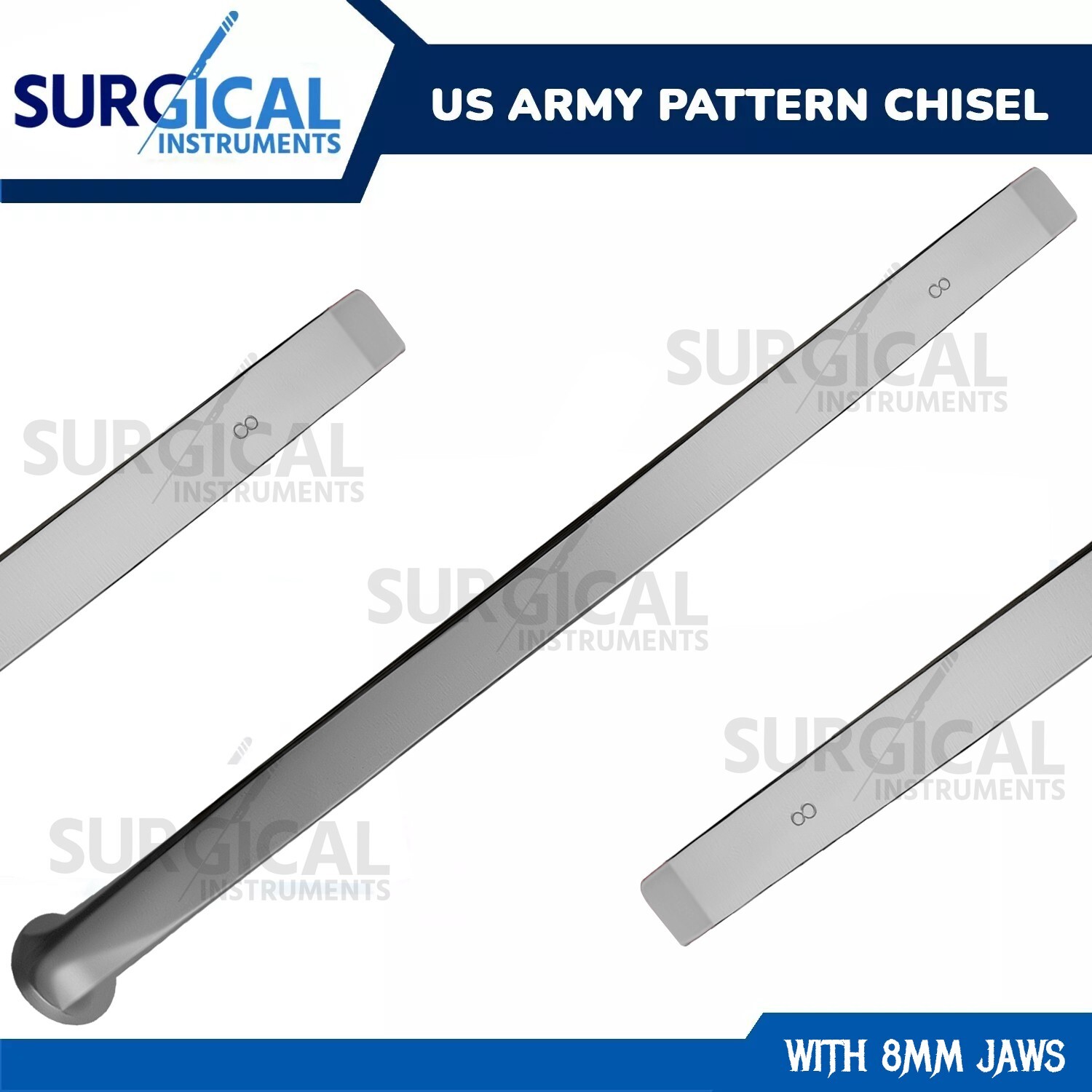 US Army Pattern Chisel Orthopedic Surgical Veterinary 8mm Stainless German Grade