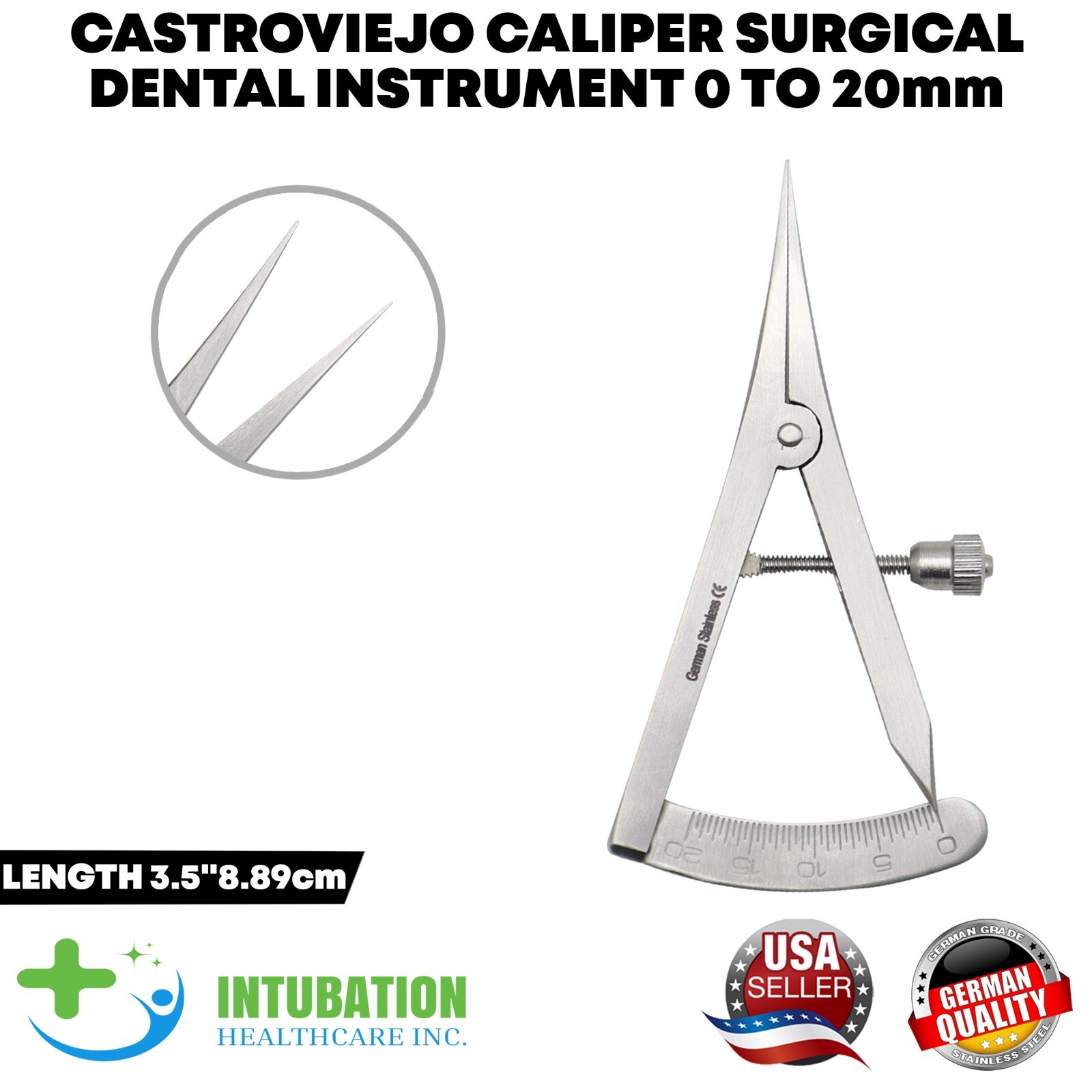 Castroviejo Caliper 3.5″ | 0-20mm Stainless Steel measuring instrument