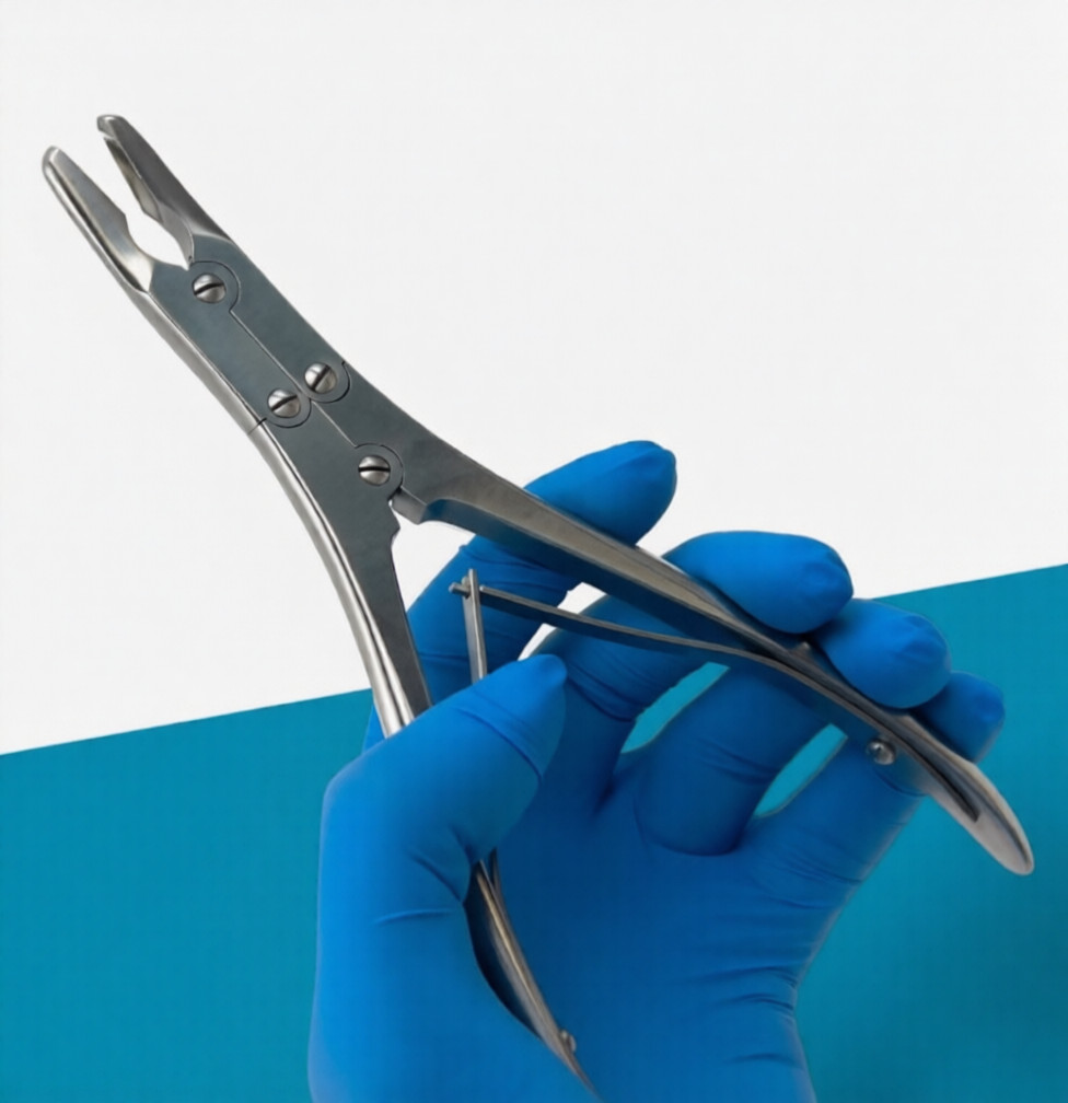 Ruskin Bone Rongeur 7.50″ Curved 5mm Bite Double Action Stainless German Grade
