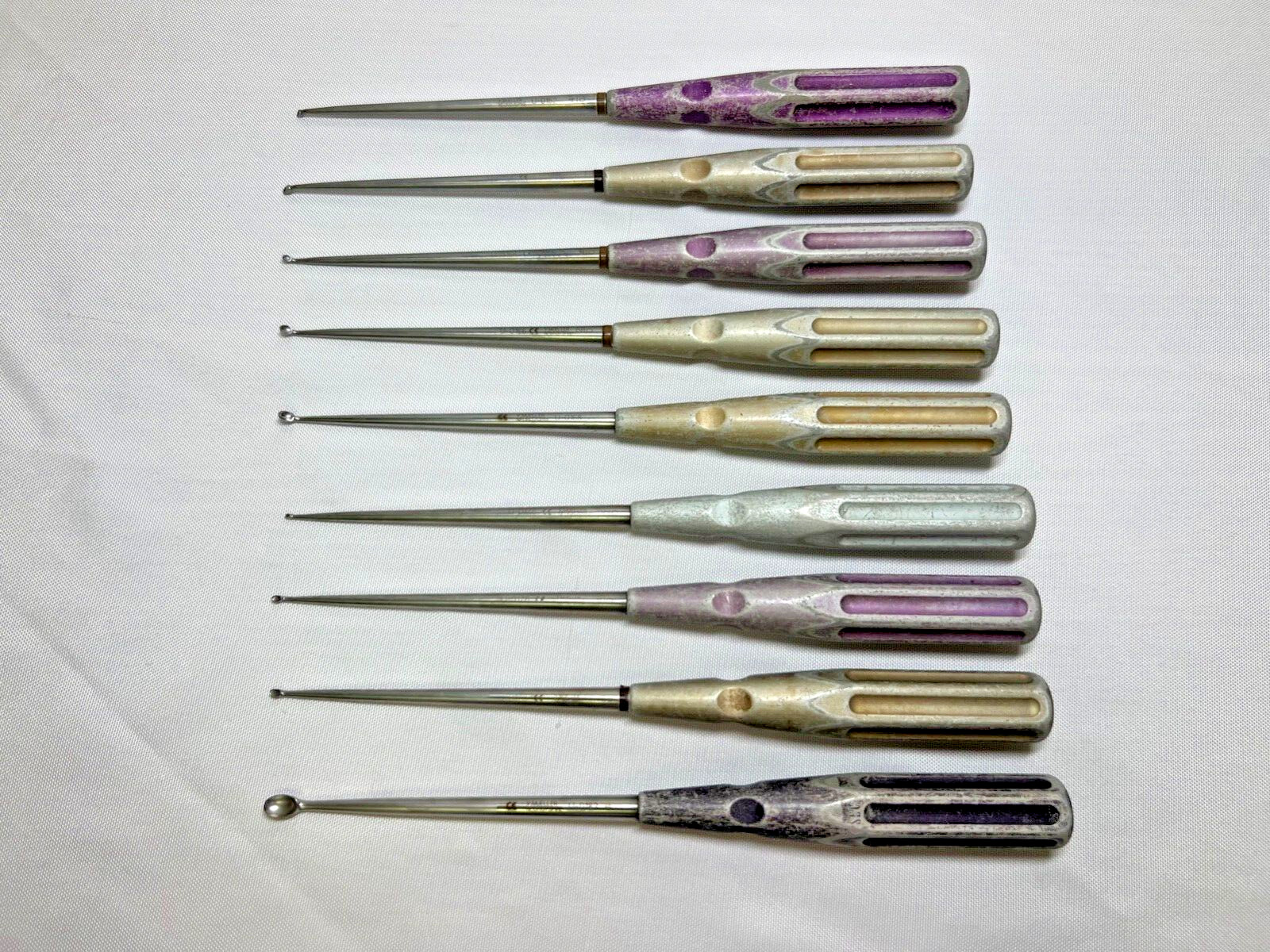Lot Of 9 V. Mueller Chroma-Line 10″ Upper Spine Curettes Neurology Spine