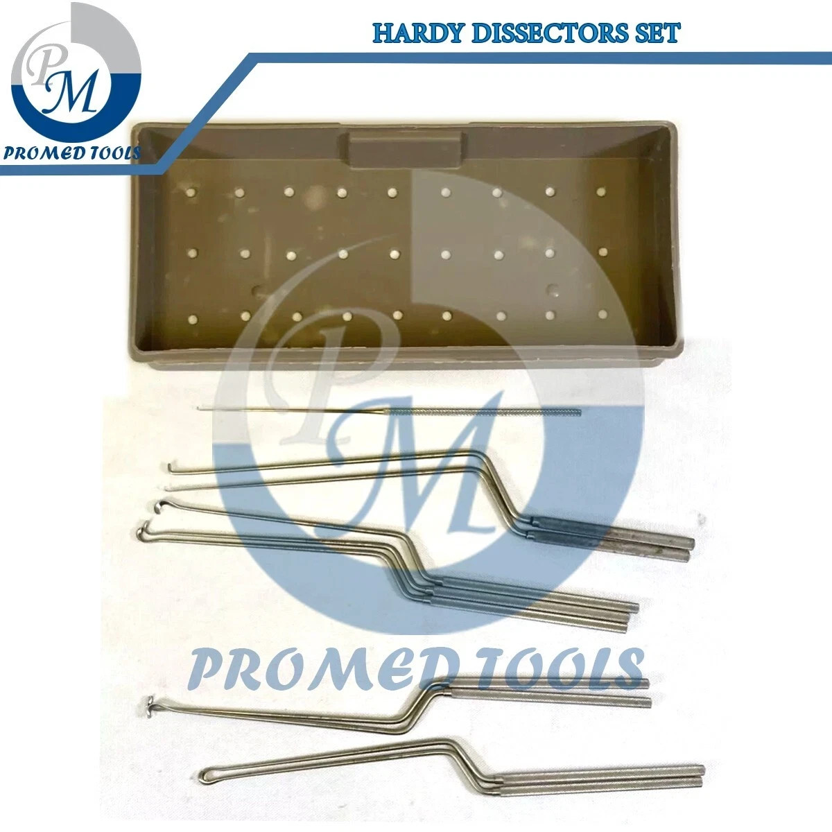 Aesculap Hardy Dissectors Set of 10 Enucleators & Nerve Hooks w Tray Neurology