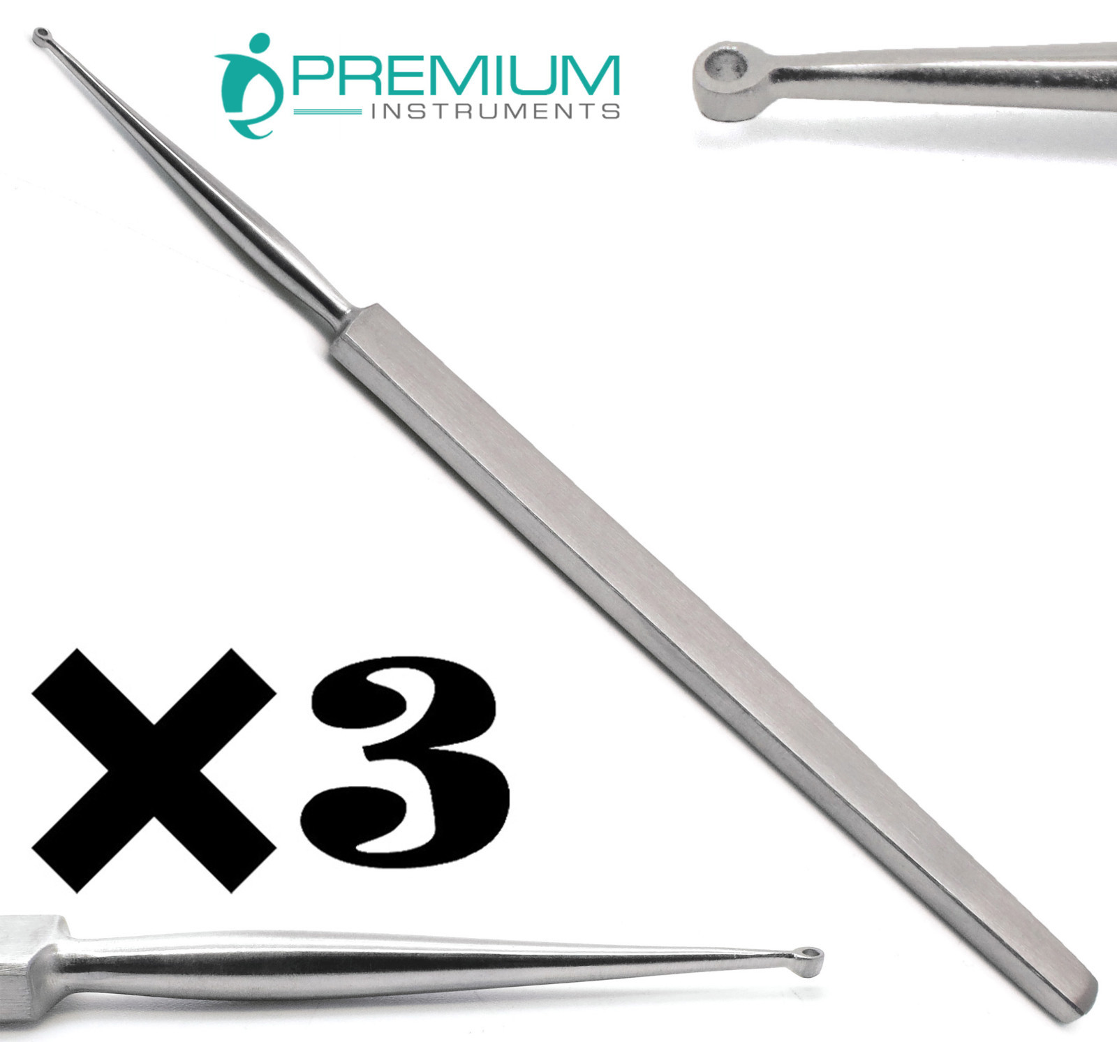 3× New Fox Dermal Curettes Dermatology 1mm ENT 5.5″ Surgical MedicaI Instruments