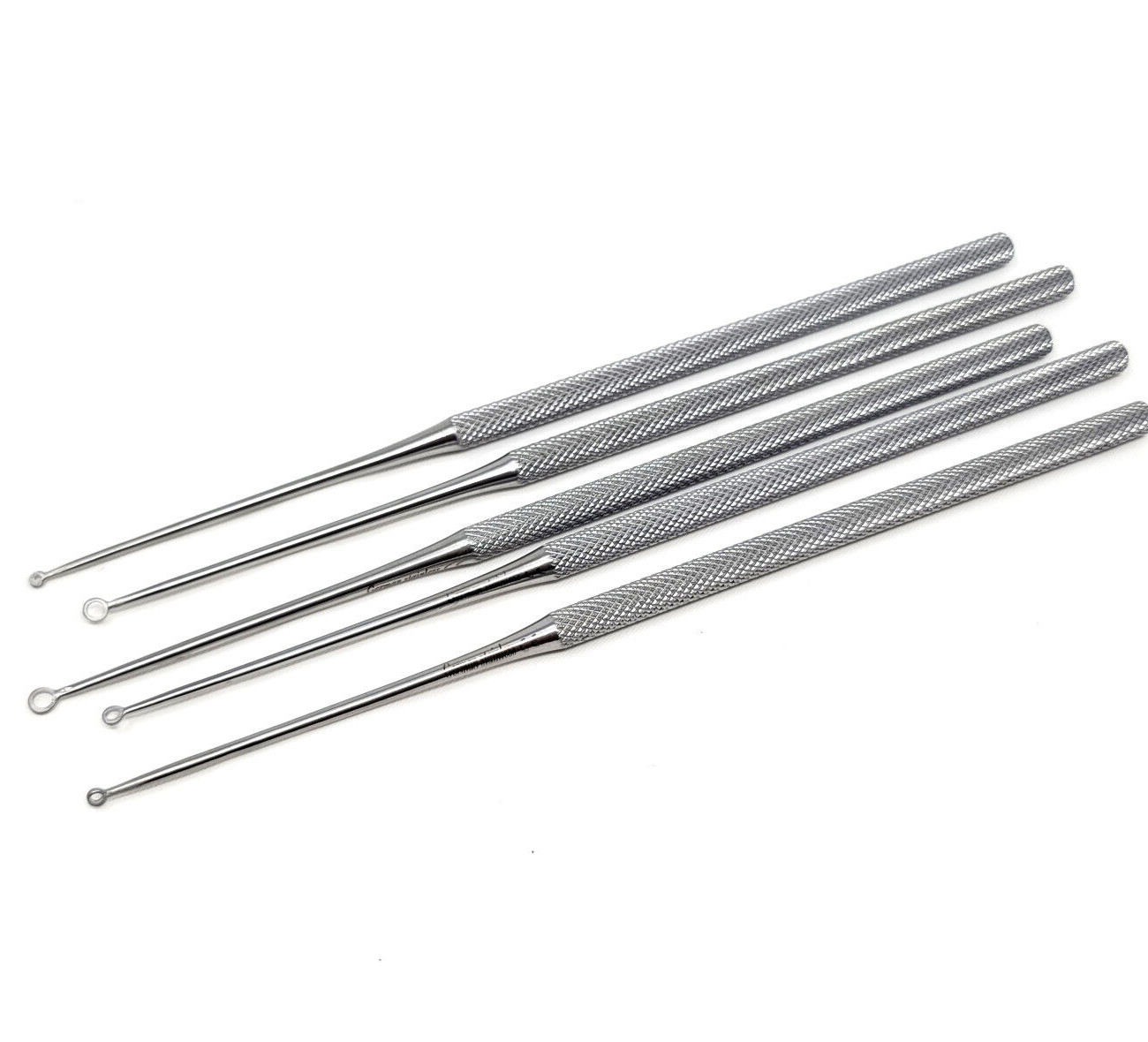 Set Of 5 Buck Ear Curettes Blunt Straight ENT Ear Cleaning Surgical Instruments
