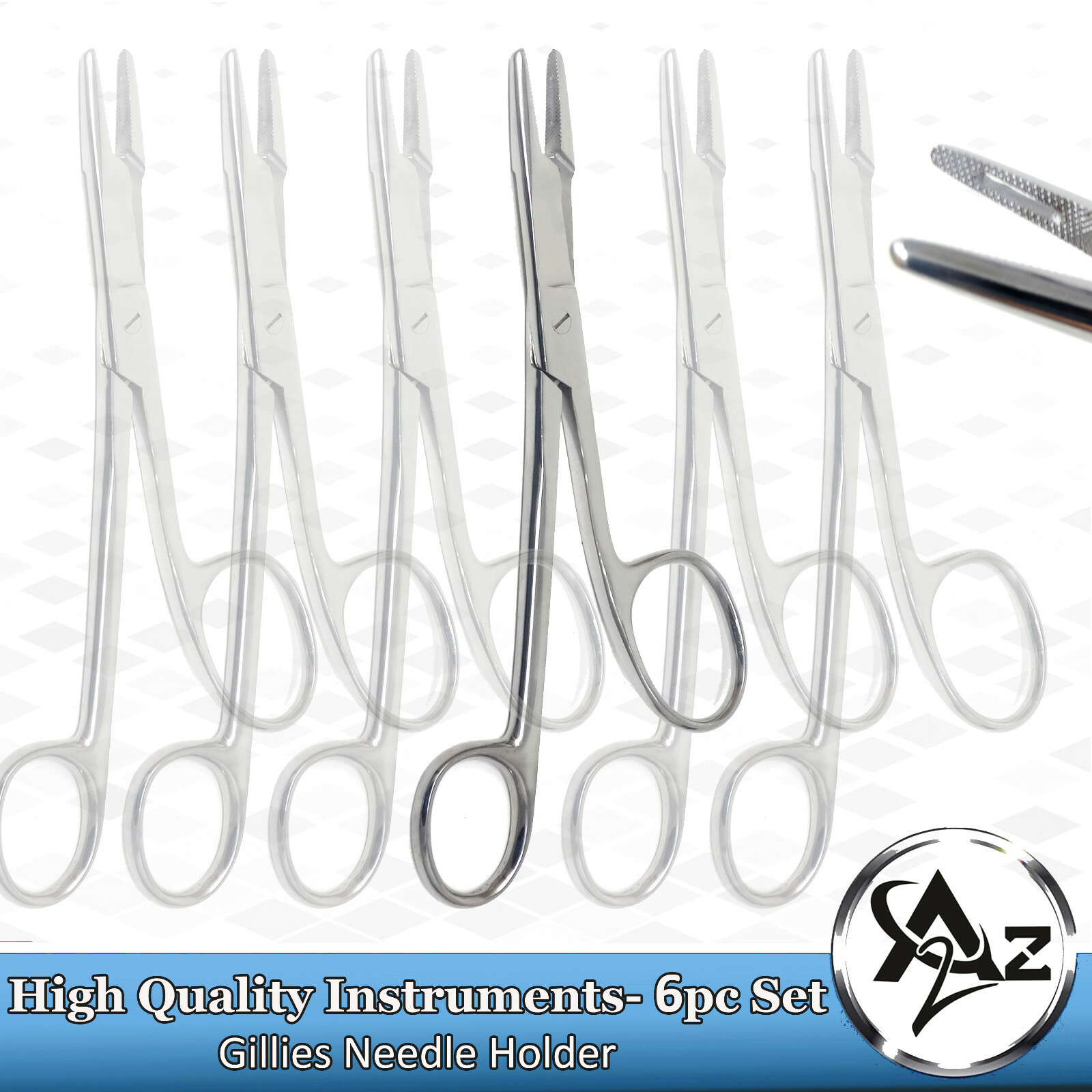 6pc Gillies Suture Needle Holder 6.5″ Surgical Dental Instrument Stainless Steel