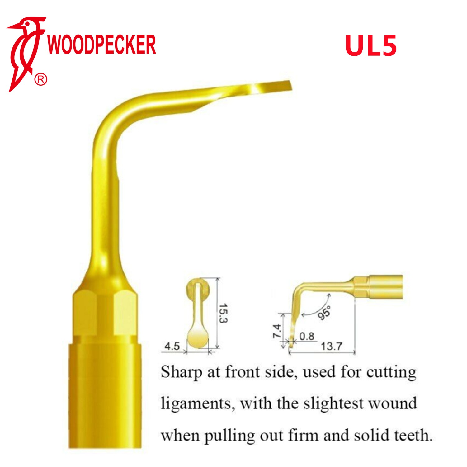 Woodpecker Dental Piezo Ultrasonic Bone Surgery Tip UL5 Fit US-II LED Surgery