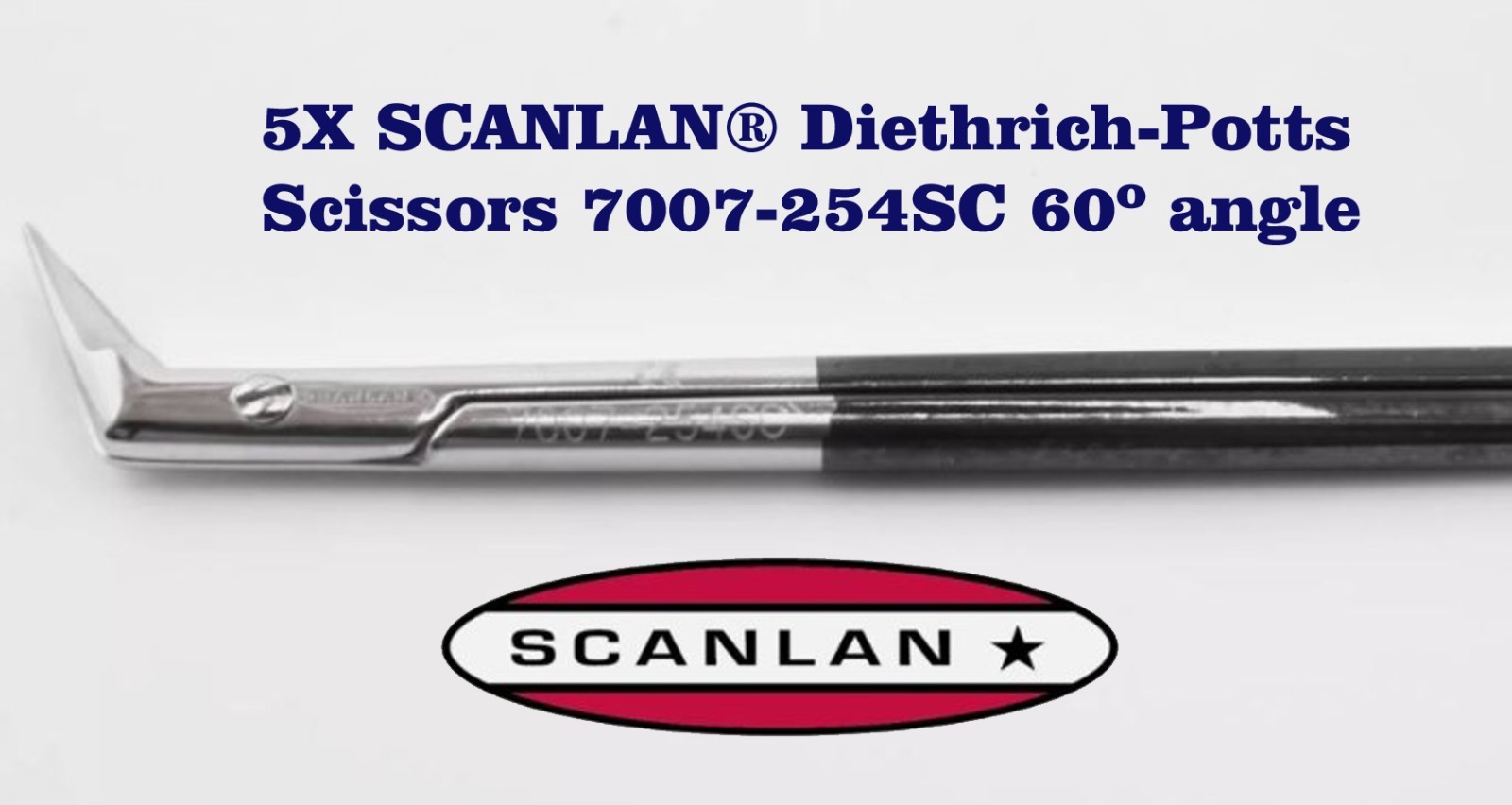 5X SCANLAN 7007-254SC Surgical Supercut Hegemann Potts-Smith 60° CVD Scissors 7″